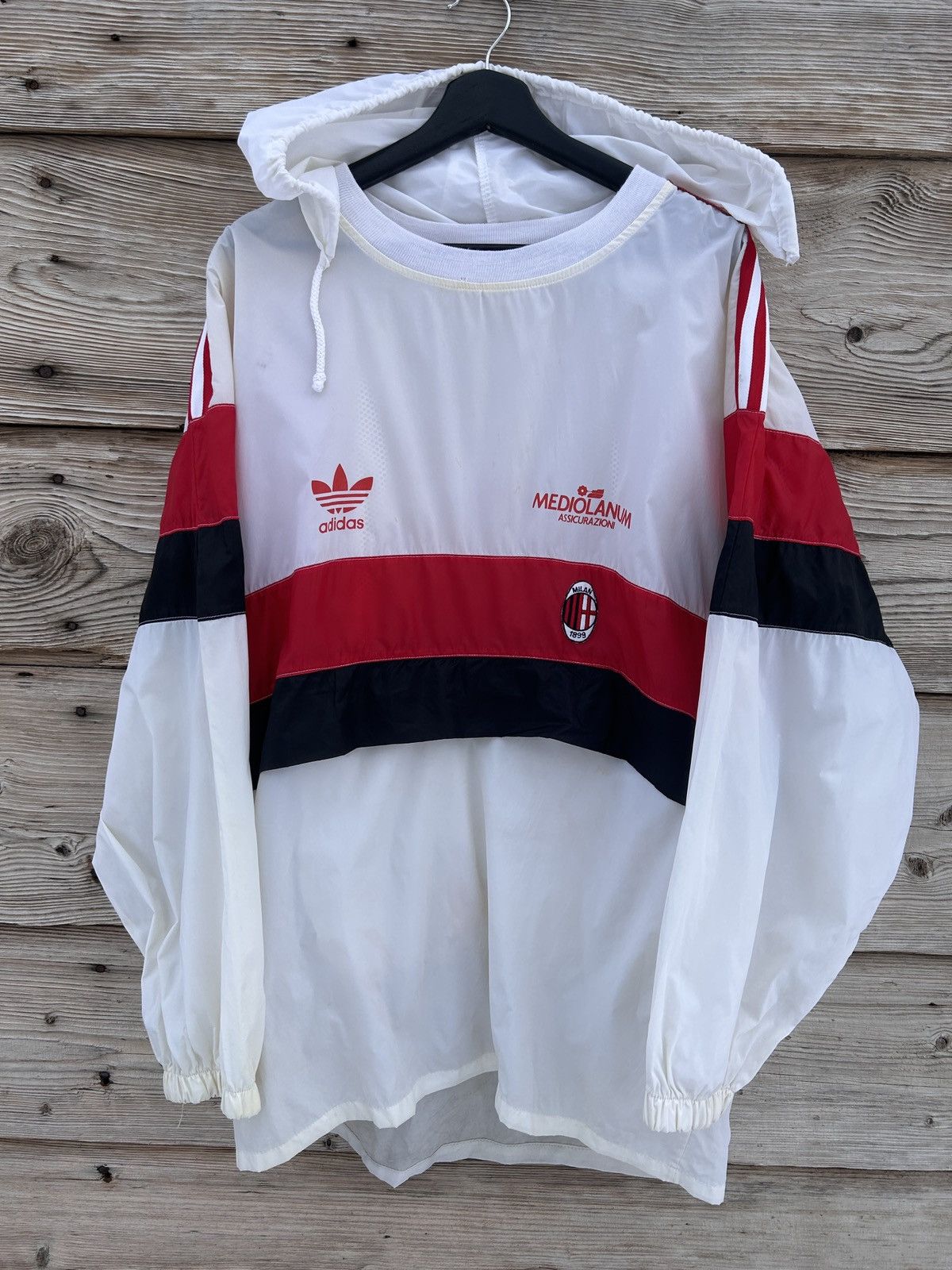 Adidas Adidas Ac Milan 1990/91/92 Hooded Lightweight Anorak Jacket Size US L / EU 52-54 / 3 - 1 Thumbnail