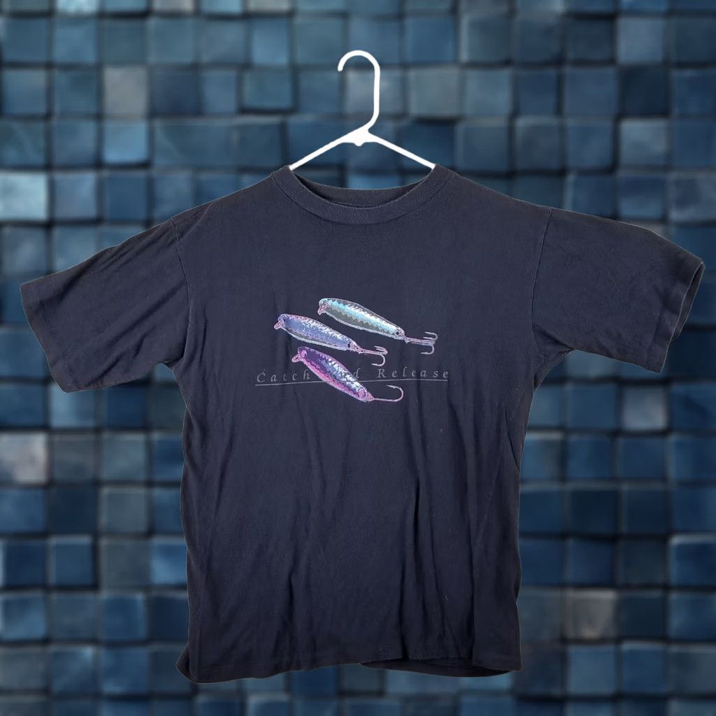 Vintage Vintage Marlin Fishing T-Shirt Men M Black Cotton Blend Logo Short Sleeve Crew Neck All Seasons Fish 90s Size US M / EU 48-50 / 2 - 1 Thumbnail