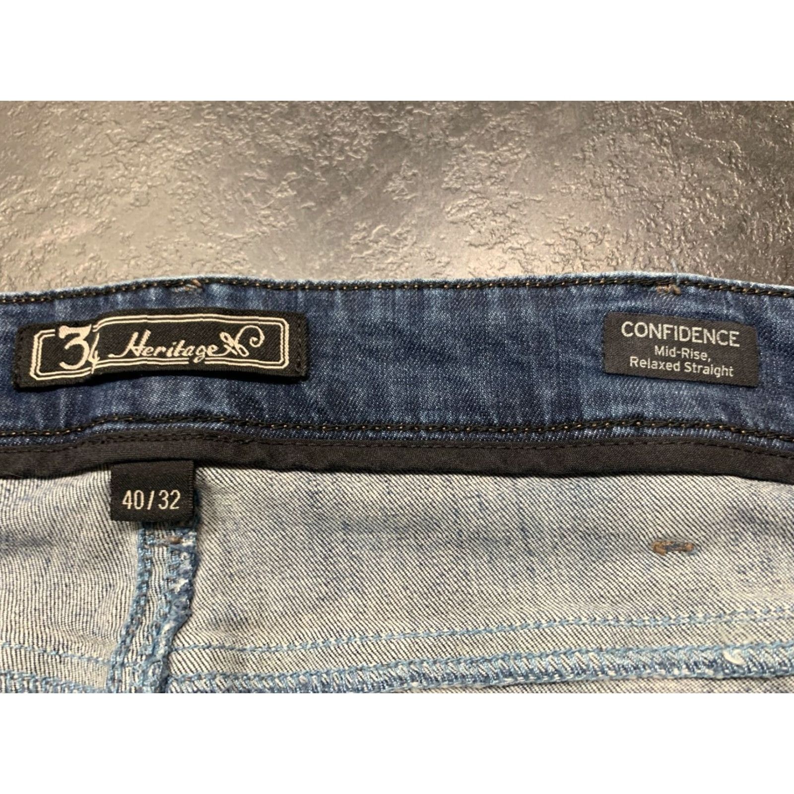 Vintage 34 Heritage Jeans Adult 40x32 Dark Blue Denim Mid Rise Relaxed Regular Stretch Mens Size US 40 / EU 56 - 3 Thumbnail