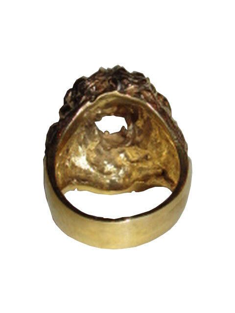 Designer 18 kt Gold Plated Brass Etruscan Lion Profile Ring Size ONE SIZE - 5 Thumbnail