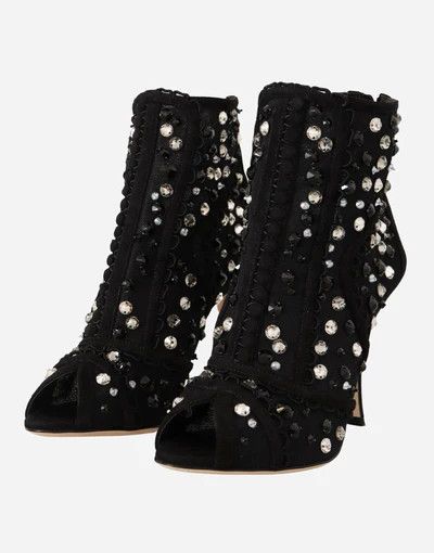 Dolce & Gabbana o1y0825 Spool Heel Ankle Boots in Black Size US 7 / IT 37 - 2 Thumbnail