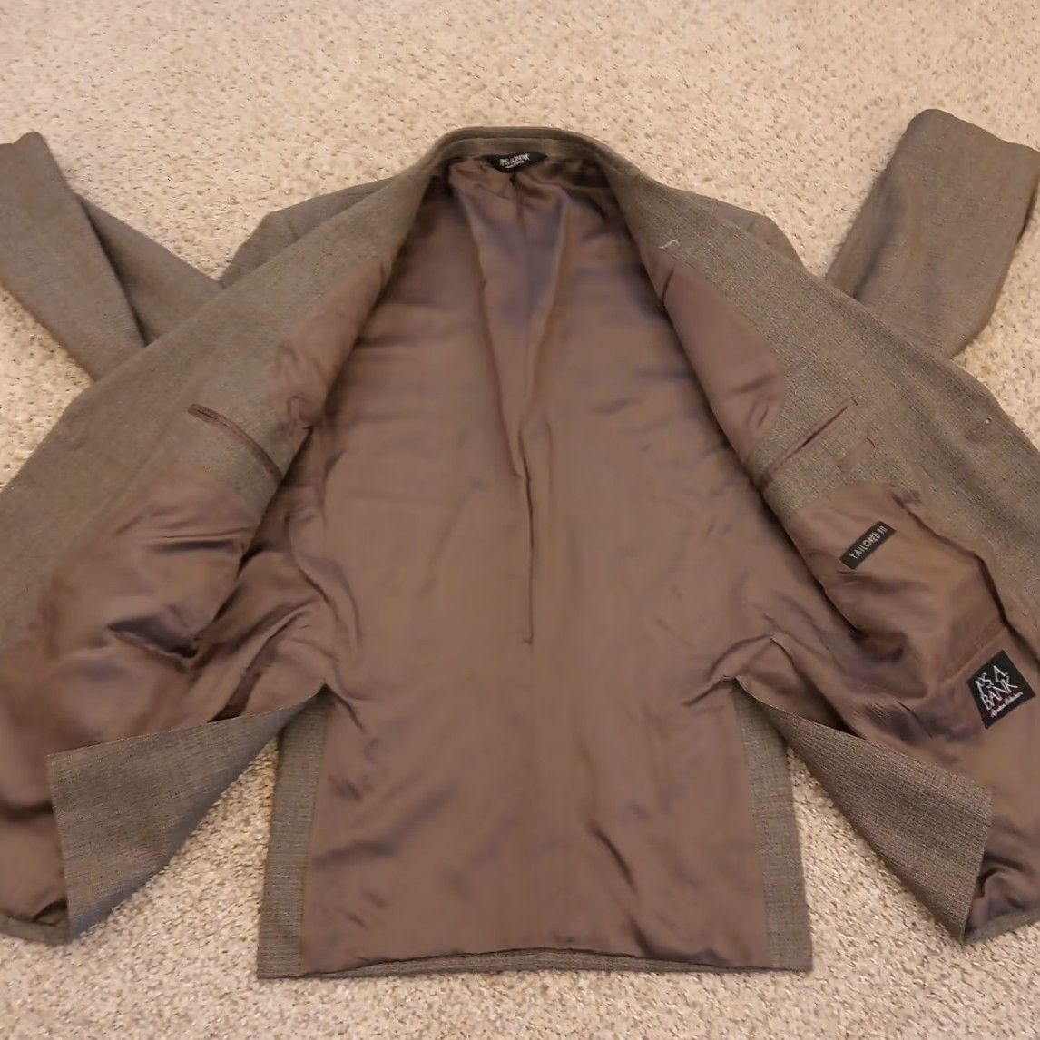 Jos. A. Bank Jos A. Bank Blazer Mens 43 Brown Wool Plaid Two Button Double Vent Notch Lapel Jacket Coat Size 46R - 7 Thumbnail