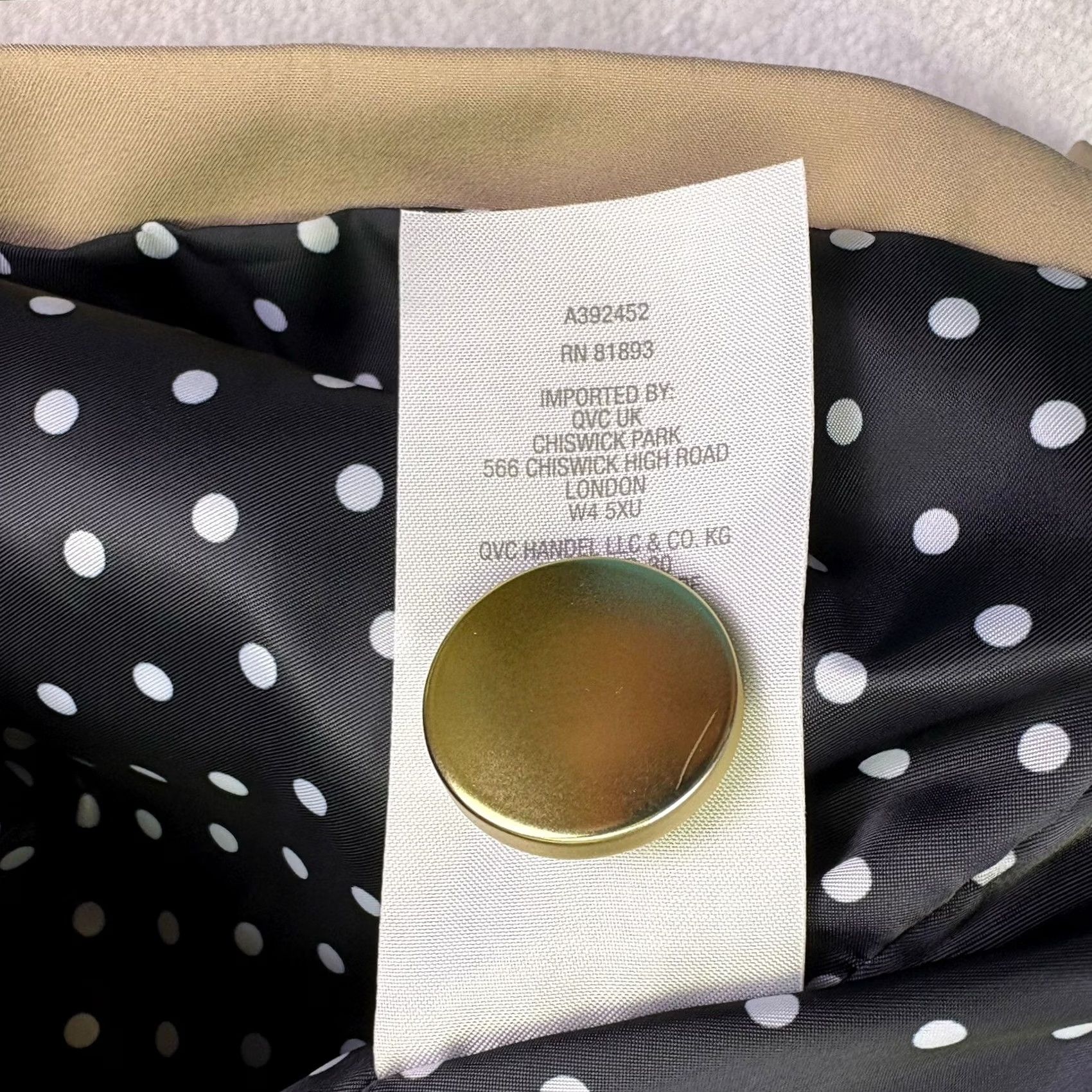 Vintage Dennis Basso Coat Womens S Brown Rain Trench Tan Gold Button Front Polka Dot Lined Size Size S / US 4 / IT 40 - 7 Thumbnail