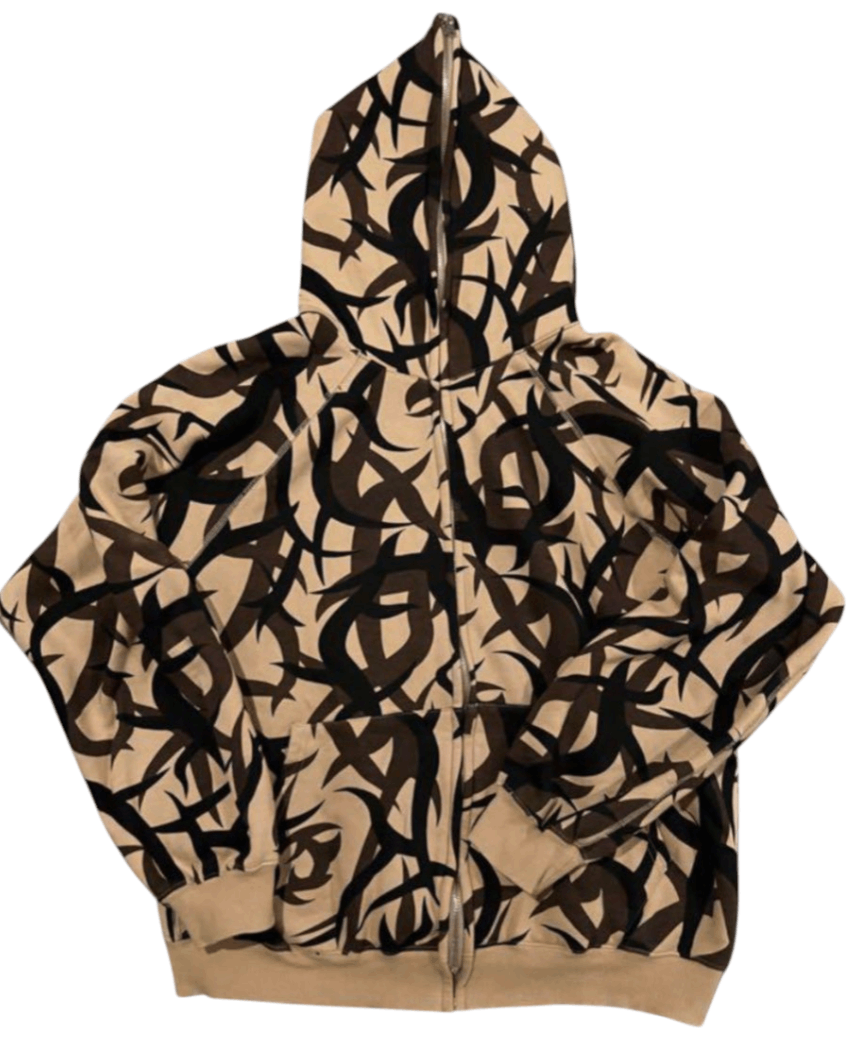 Bape Bape Bape Vintage 2000s Tribal Camouflage zip-up hoodie Size US L / EU 52-54 / 3 - 1 Thumbnail