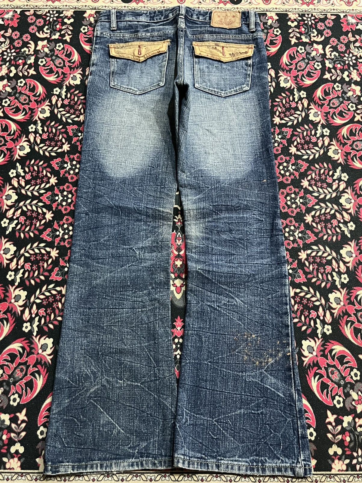 Vintage Vintage Japanese Brand Blue Whisker Washed Flare Jeans Size 30" / US 8 / IT 44 - 2 Thumbnail