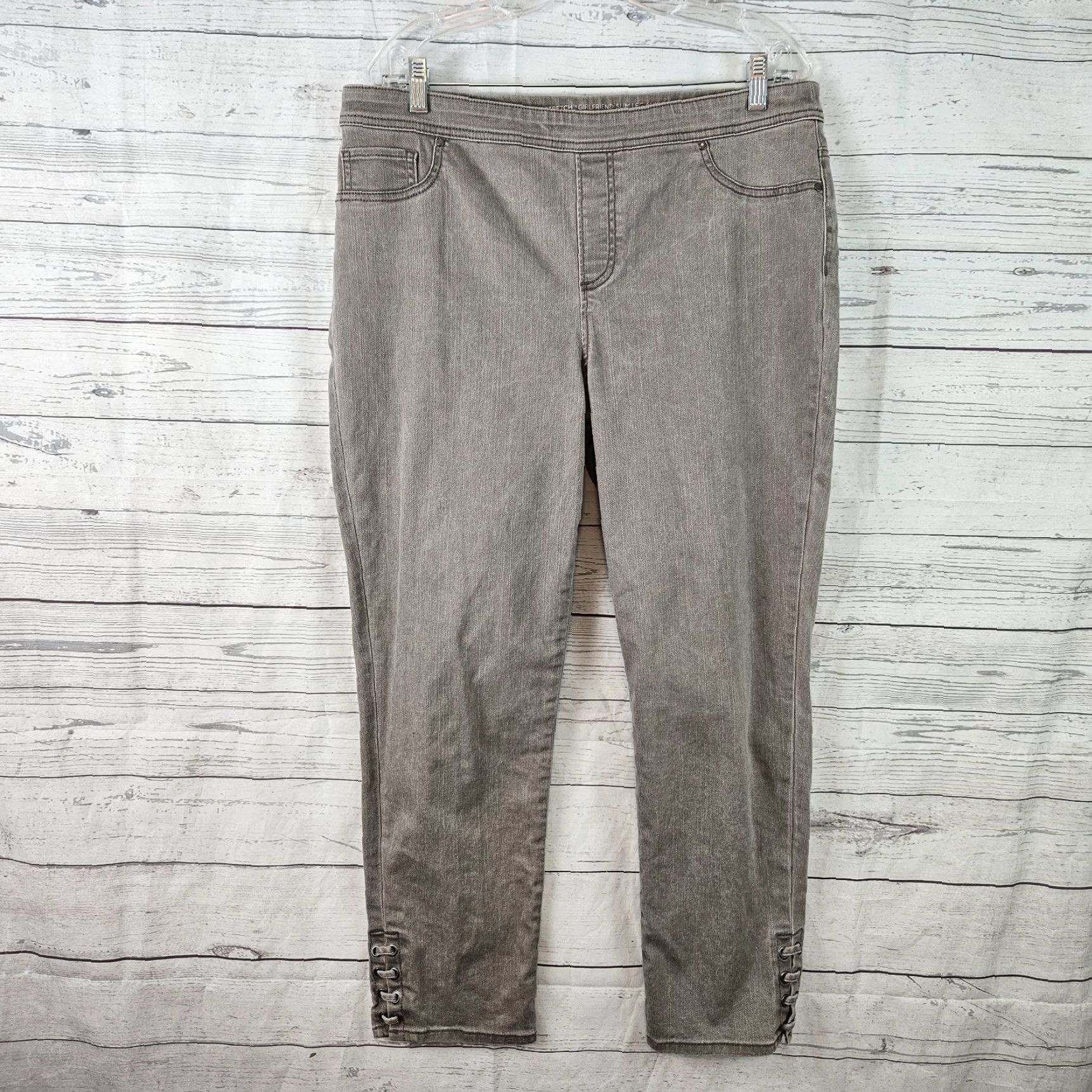 Vintage Chicos Womens Jeans Ankle Slim Girlfriend Perfect Stretch Sz 12 Gray High Rise Size 34" / US 12 / IT 48 - 2 Thumbnail