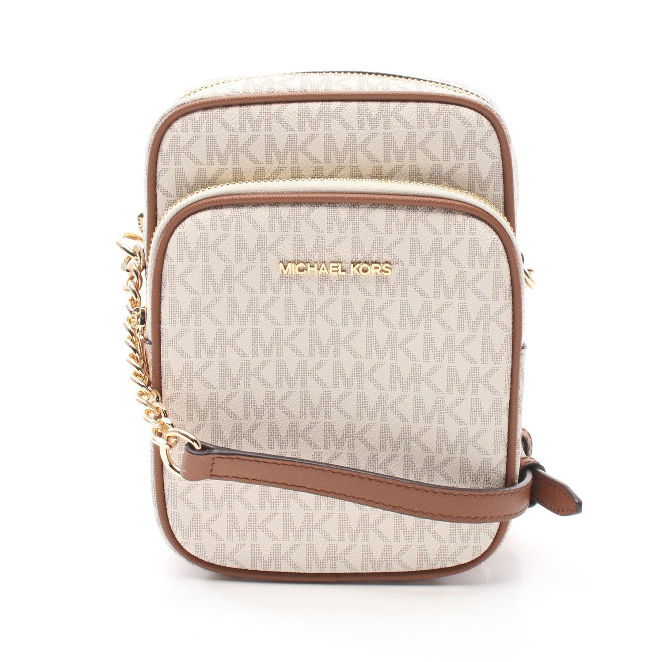Michael Kors Michael Kors Jet Set Travel Chain Shoulder Bag Leather White Light Brown Size ONE SIZE - 1 Thumbnail