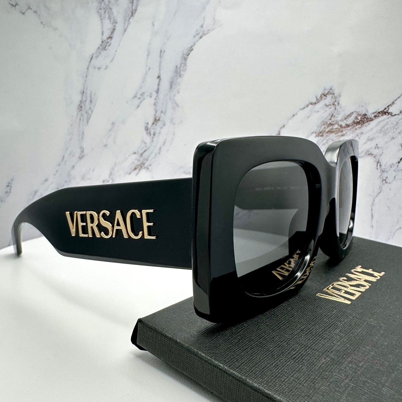 Versace New VERSACE Sunglasses Black Gold Metal Letter 3D Logo Size ONE SIZE - 10 Thumbnail