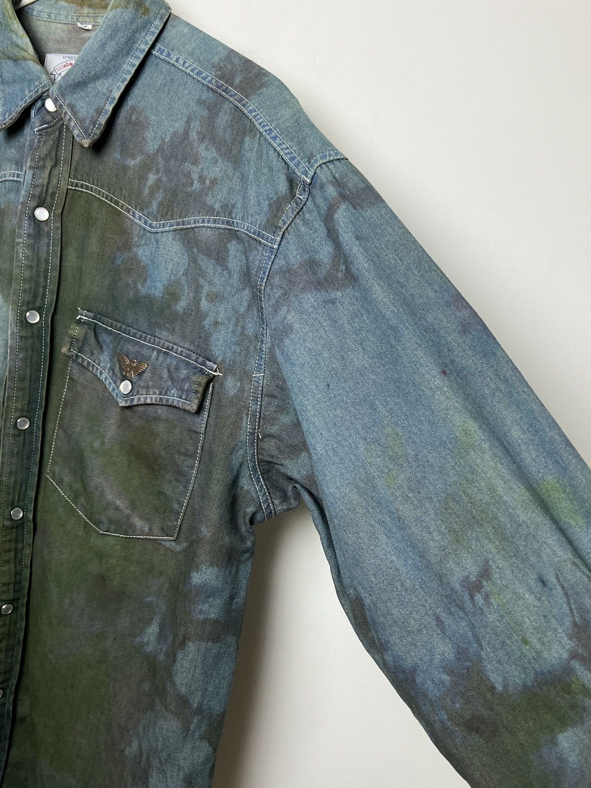 Giorgio Armani armani mud denim shirt y2k tie dye 1 of 1 m-l Size US L / EU 52-54 / 3 - 9 Thumbnail