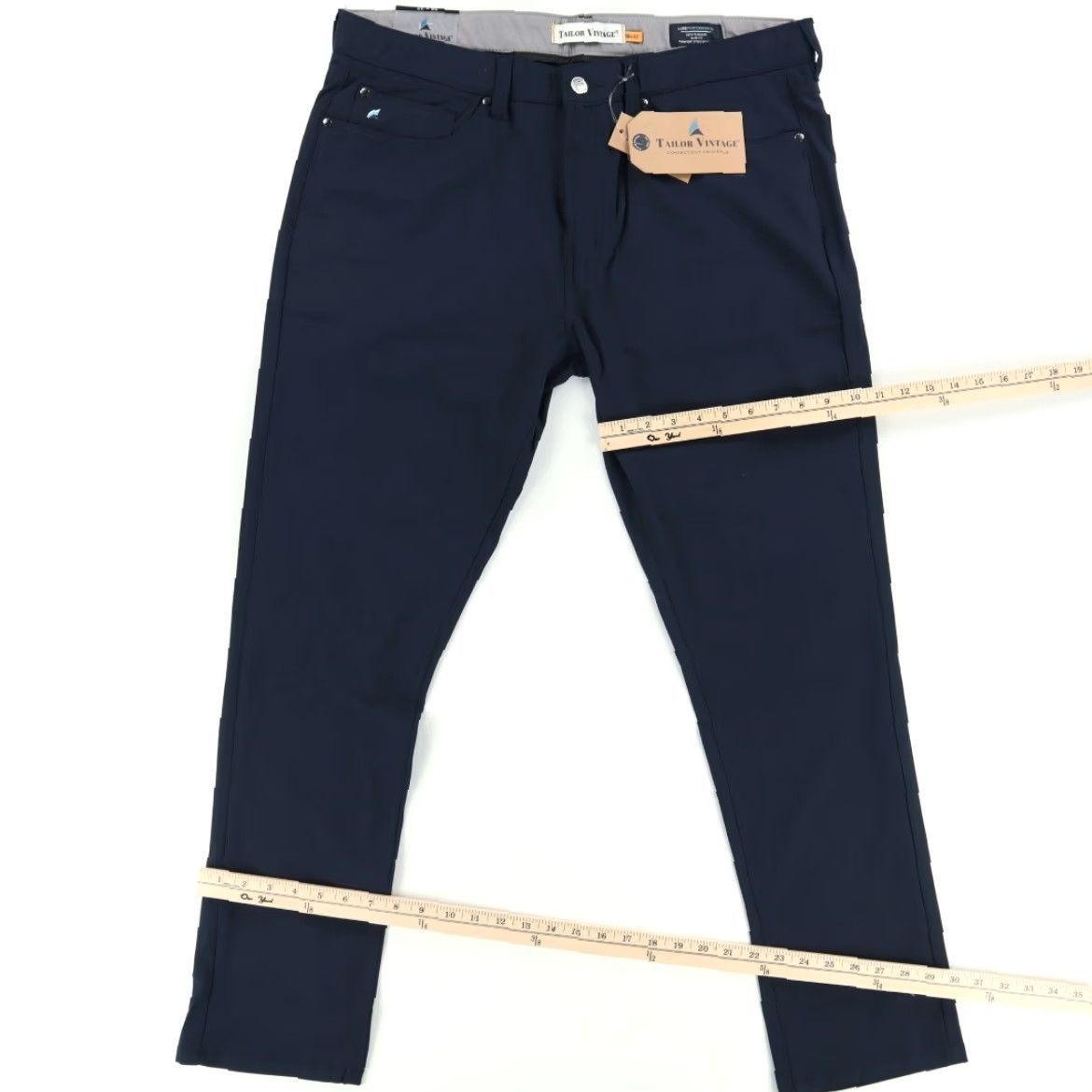 Vintage Tailor Vintage Luxeperformance Canaan Slim Fit Polyester Woven Chino Pants Navy Blue Men's 38 Size US 38 / EU 54 - 3 Thumbnail