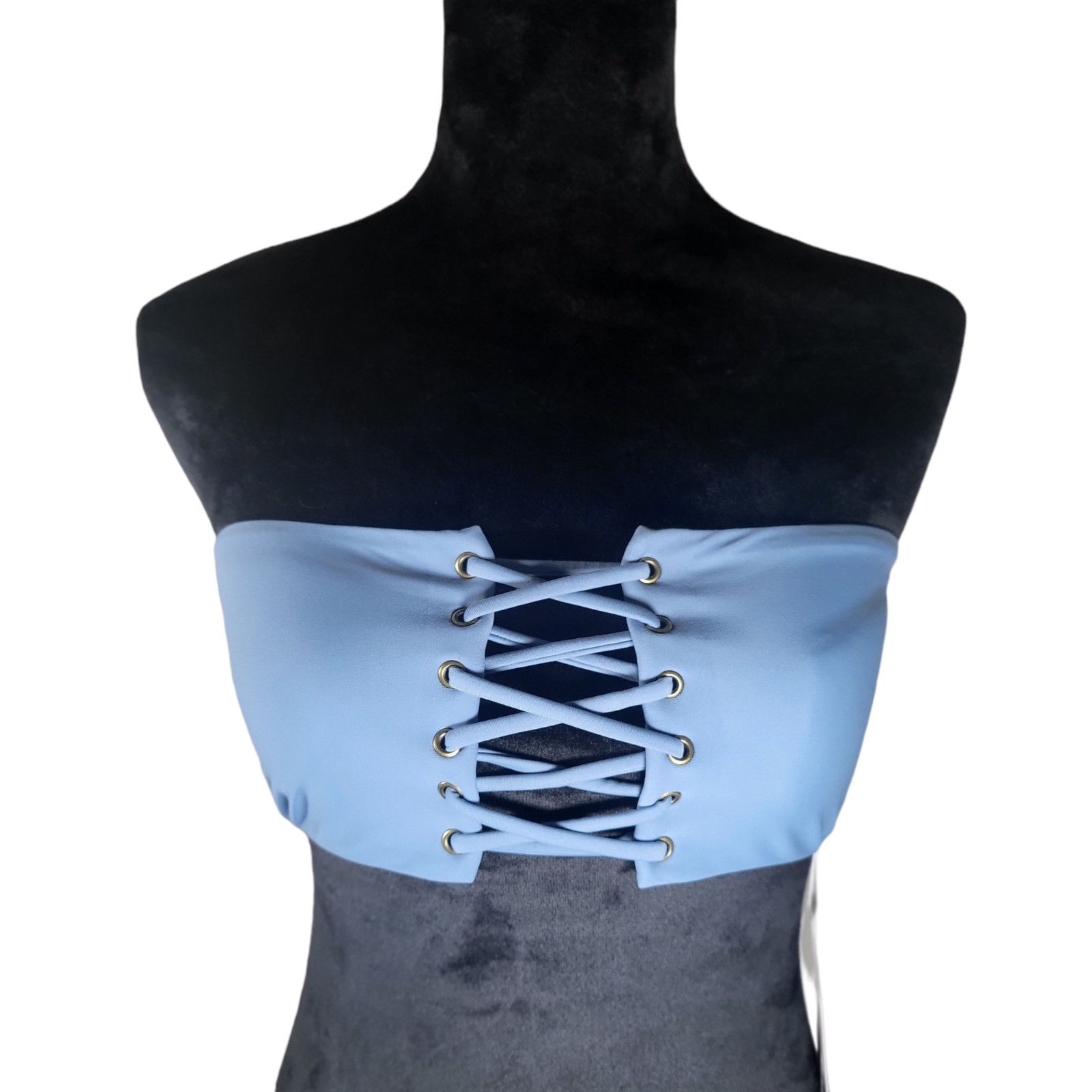 Other NWT PQ SWIM Women's Lace‎-Up Bandeau Bikini Top Sky Blue L Size L / US 10 / IT 46 - 9 Thumbnail