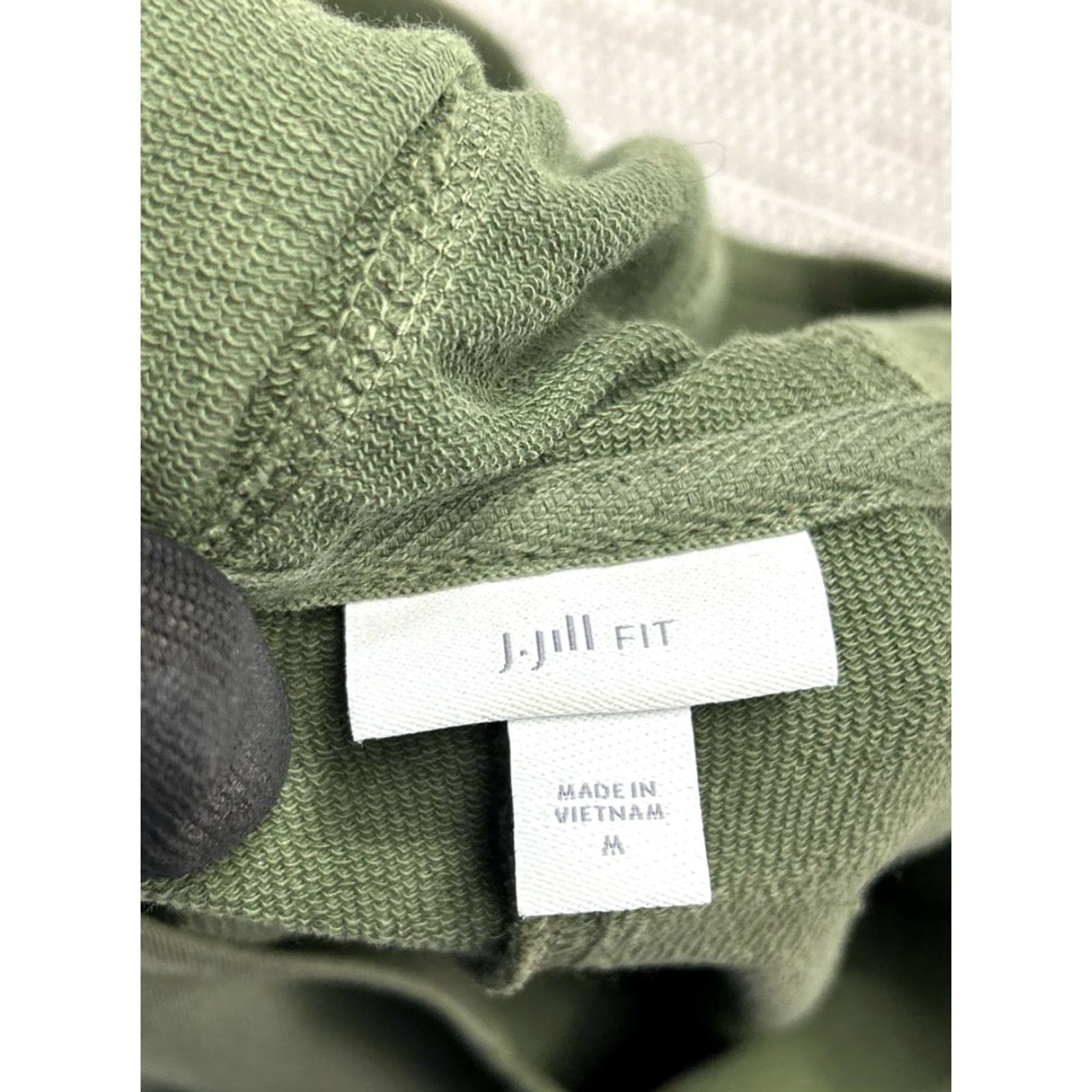 J. Jill J.Jill Dress Womens M Green Cotton Blend Knit Pullover Short Sleeve V-Neck Knee Length A-Line Casual Cotton Blend Dress Womens M Green Size M / US 6-8 / IT 42-44 - 3 Thumbnail