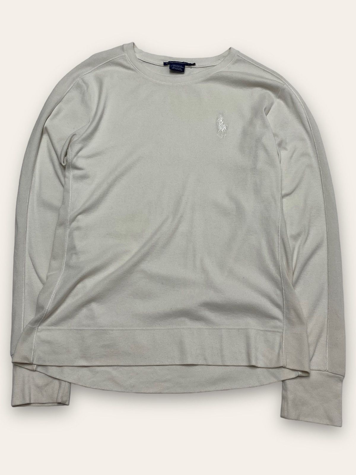 Ralph Lauren 90s Vintage RALPH LAUREN US Made White Big Logo Longsleeve Size M / US 6-8 / IT 42-44 - 1 Thumbnail
