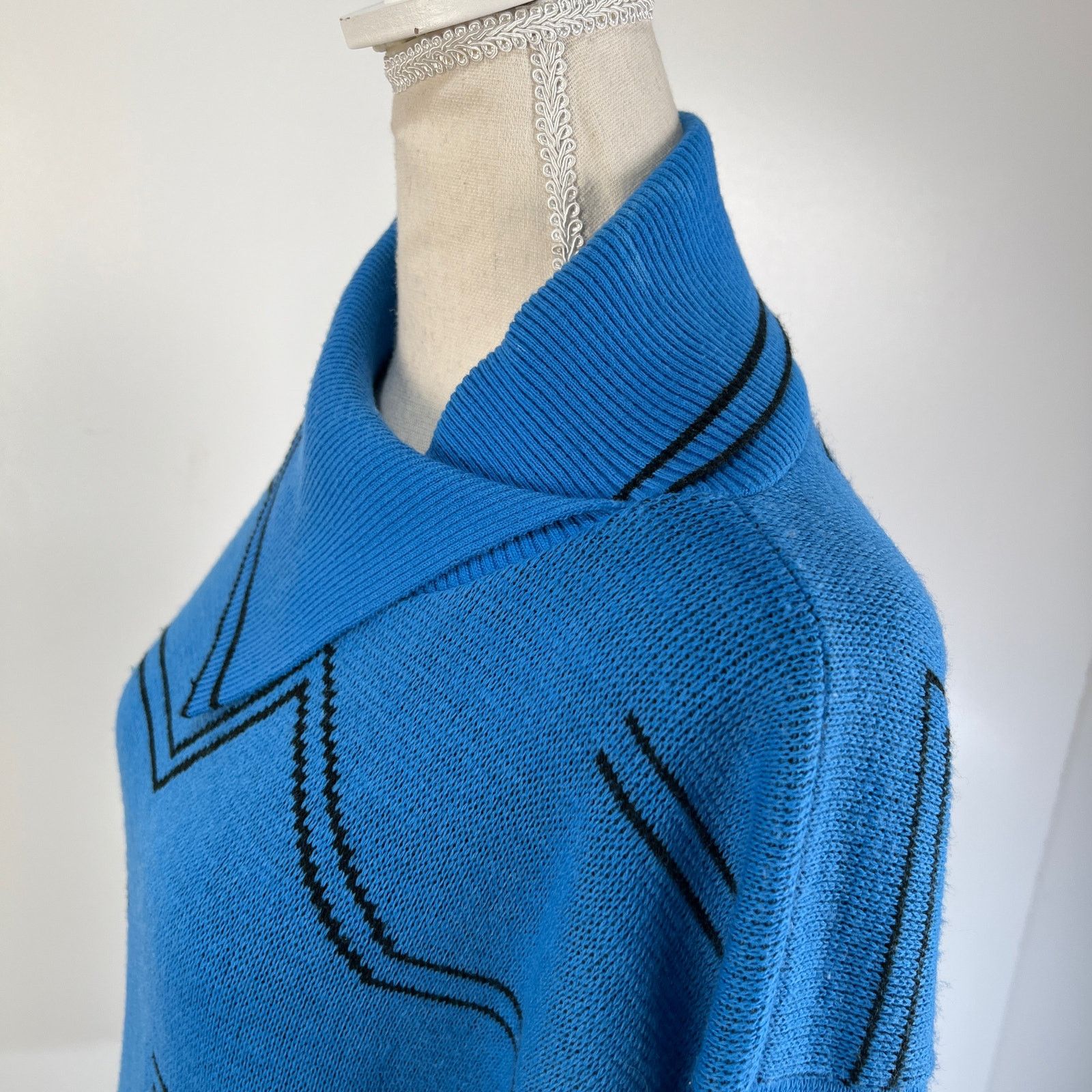 Vintage Vintage 80s Le Gaillard Acrylic Sweater Dress Blue Size M / US 6-8 / IT 42-44 - 8 Thumbnail