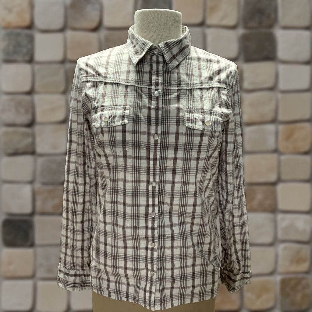 Old Navy Old Navy Pearl Snap Shirt Pearl Snap Western Style Size Medium 2 Front Pockets Brown White Burgandy Men Size US M / EU 48-50 / 2 - 1 Thumbnail