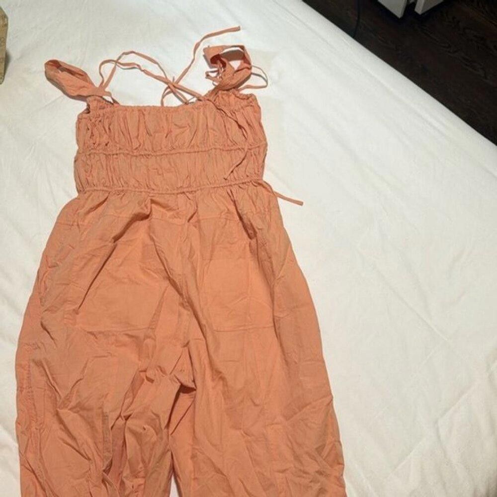 Designer Ulla Johnson Orange Cotton Tatum Drawstring Jumpsuit Size 28" / US 6 / IT 42 - 3 Thumbnail