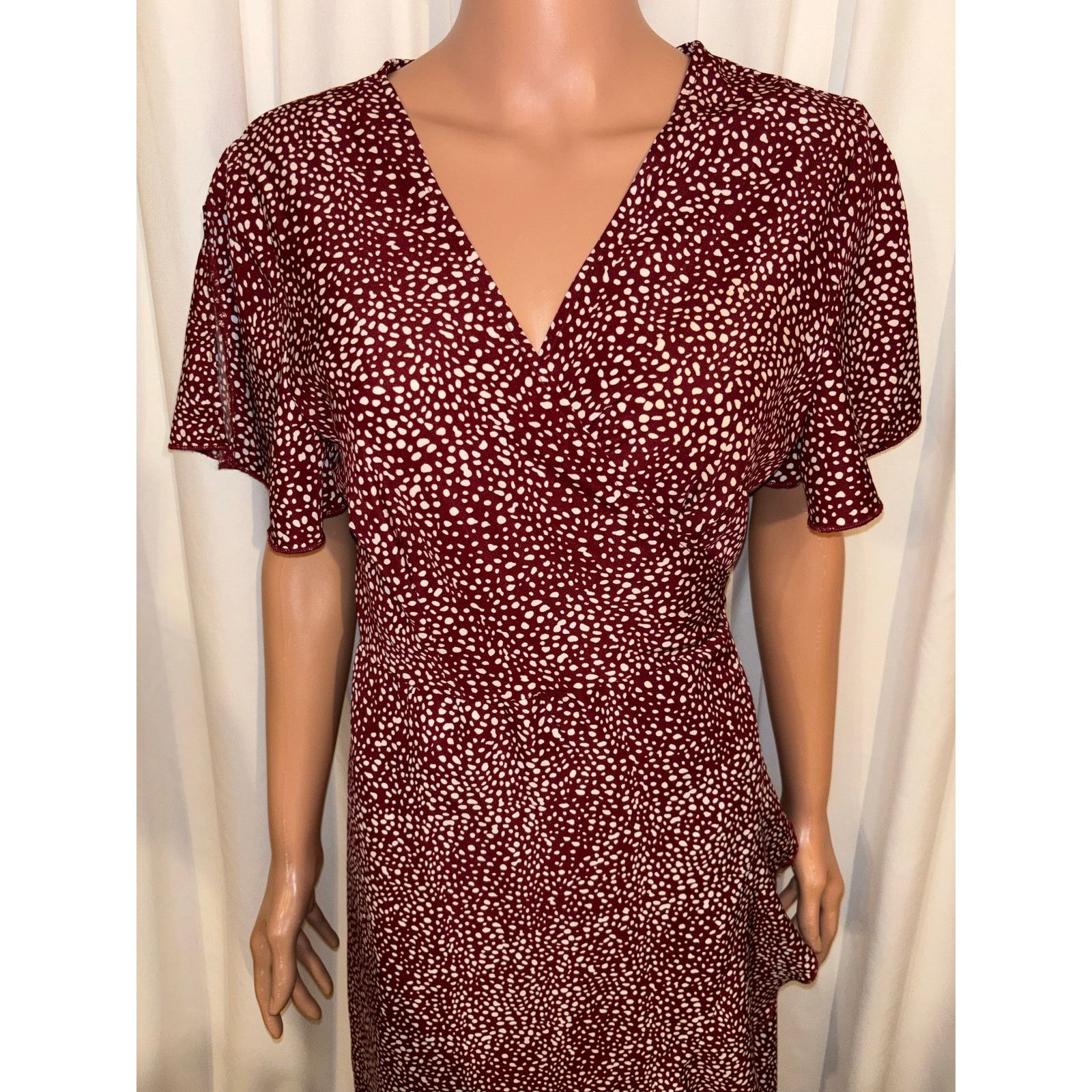 The Unbranded Brand Simplee True Wrap Red Wine Dress Size Large Size L / US 10 / IT 46 - 6 Thumbnail