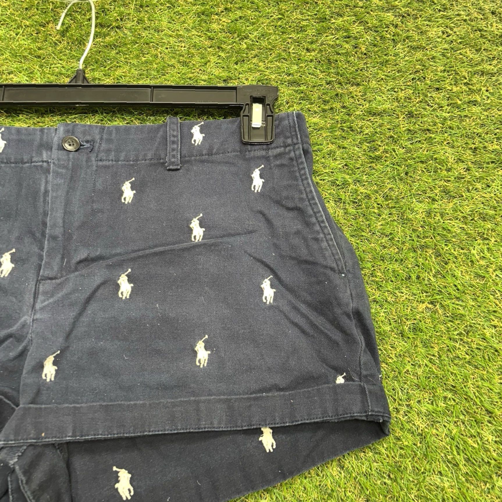 Polo Ralph Lauren Polo Ralph Lauren Womens Chino Shorts 10 Navy Blue All Over Embroidered Pony Preppy Size 32" / US 10 / IT 46 - 3 Thumbnail