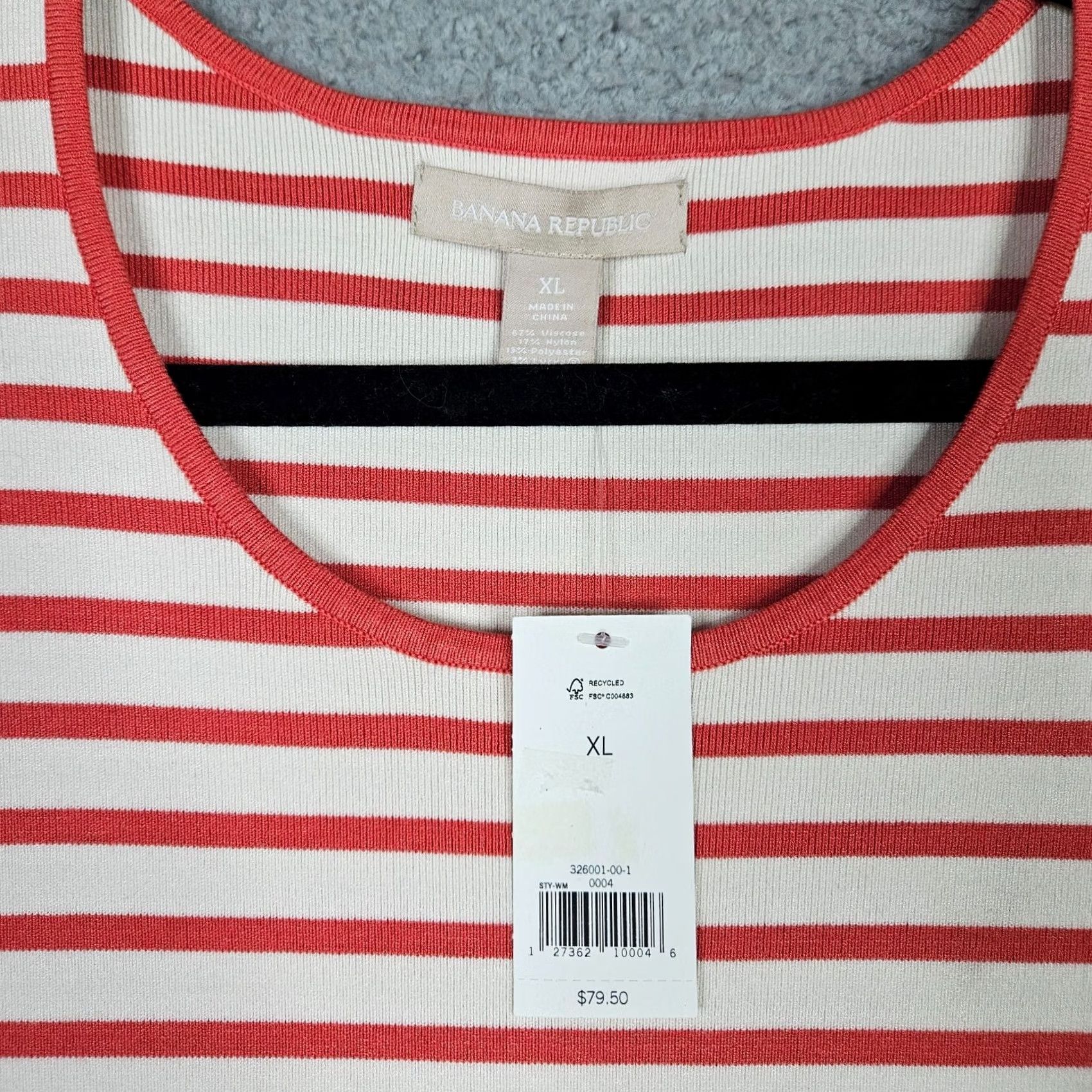 Banana Republic Banana Republic Top Shirt Womens XL Orange White Stripes Short Sleeve Round Neck Casual Knit Top Striped All Seasons 90s? Size XL / US 12-14 / IT 48-50 - 7 Thumbnail