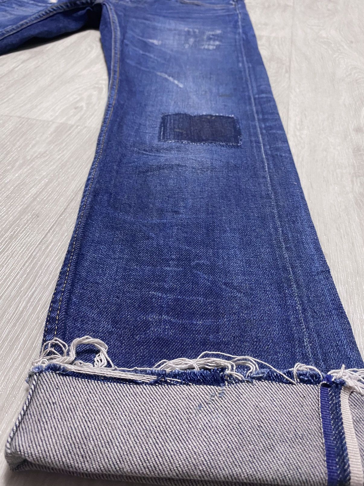 DENHAM Razor Washed Distressed Patchwork Stitched Fringed Torn Size US 30 / EU 46 - 11 Thumbnail