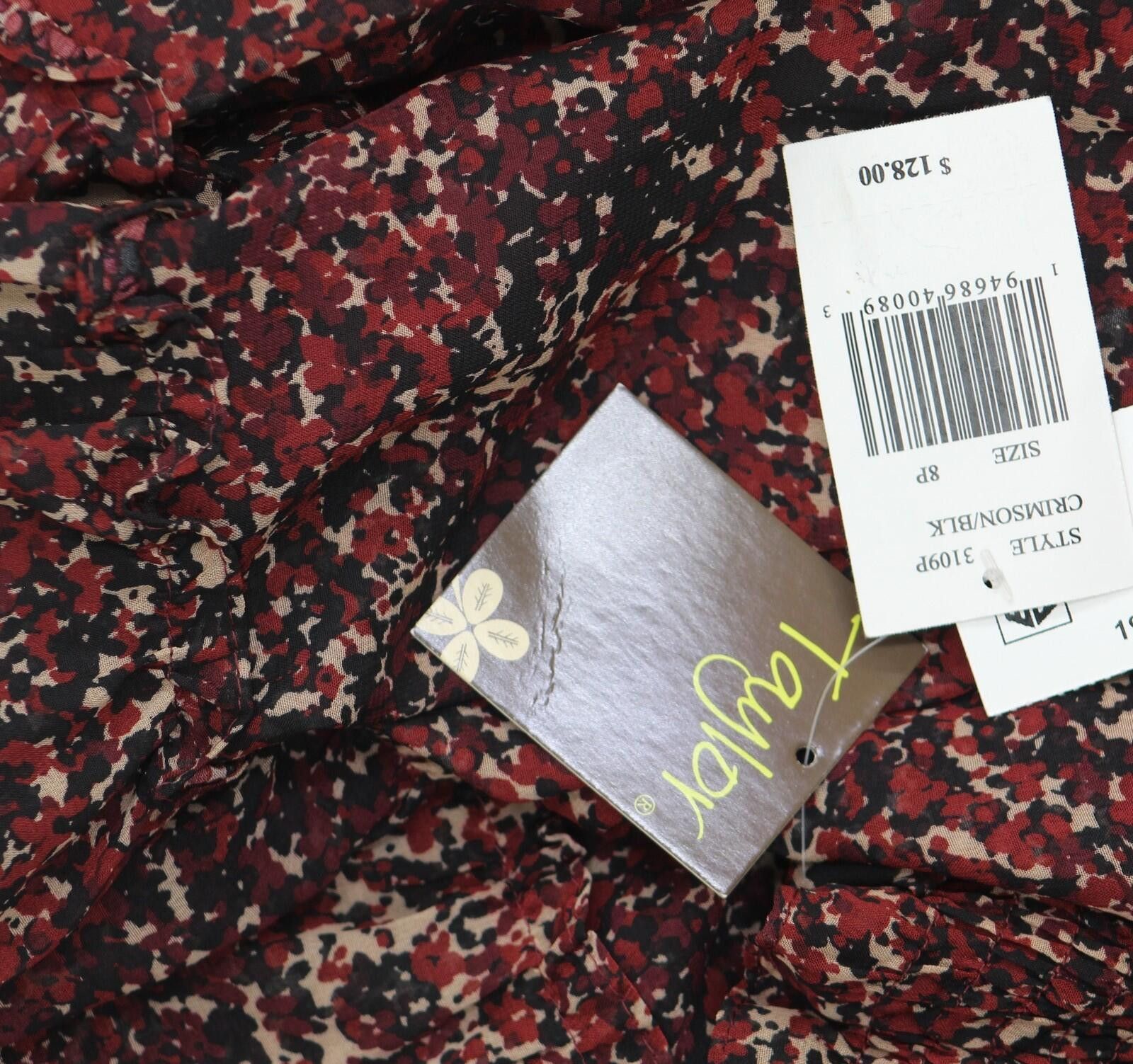 Ann Taylor Nwt Taylor Chiffon Smocked Waist Dress Red Crimson Multi 8p Size M / US 6-8 / IT 42-44 - 3 Thumbnail