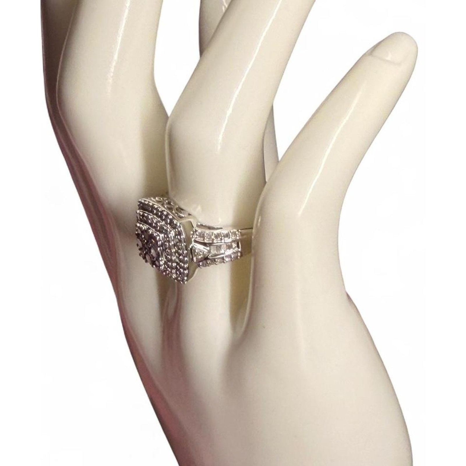 Other 1 cttw Diamond Sterling Silver Pave Cluster Engage Ring 7 Size ONE SIZE - 2 Thumbnail