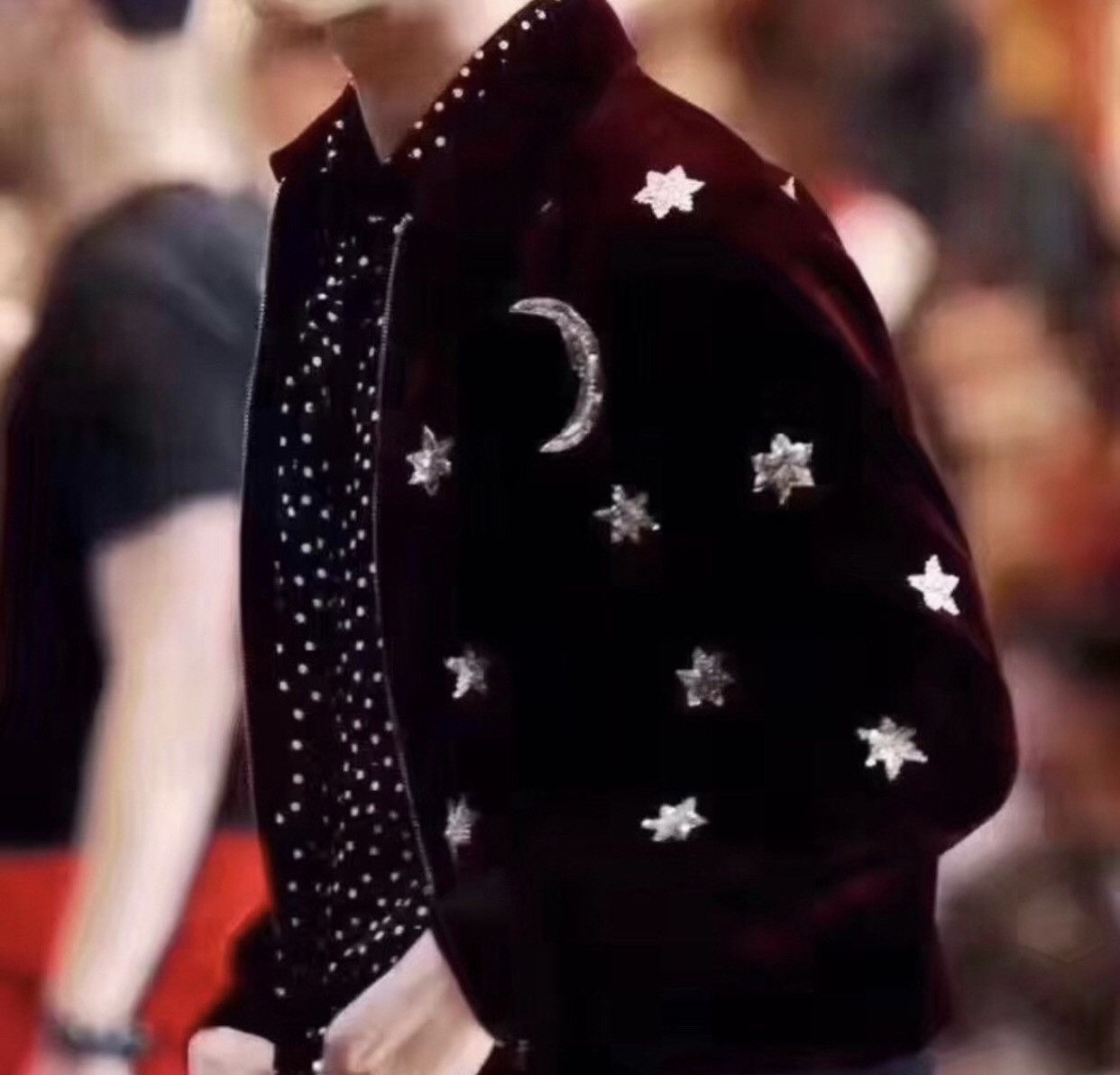 Saint Laurent Paris × Yves Saint Laurent Saint Laurent slp16FW Wine Red Velvet Star Moon Jacket2412- Size US M / EU 48-50 / 2 - 4 Thumbnail
