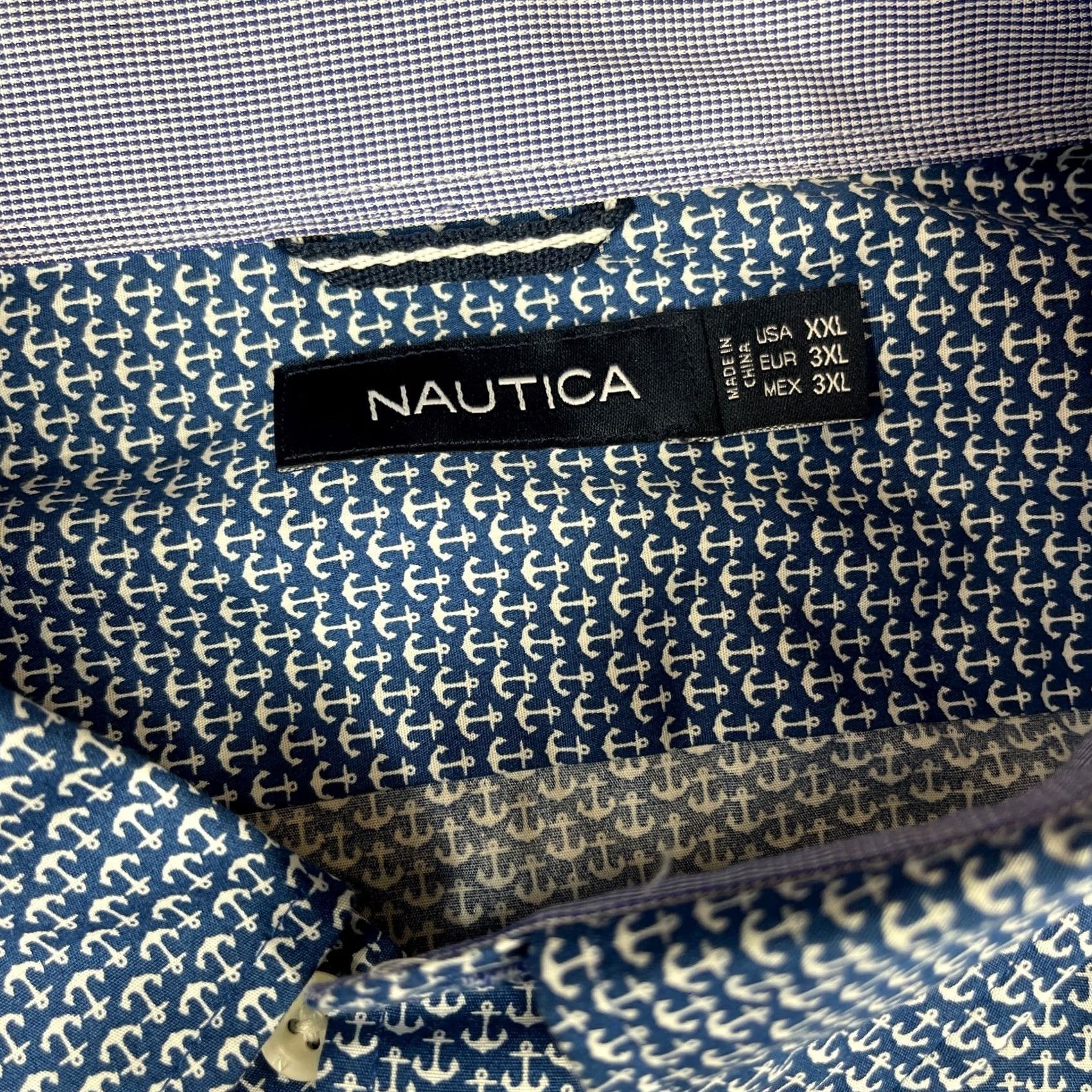 Nautica Nautica NAUTIC Shirt Men's XXL Blue White Anchors Nautical Long Sleeve Button Up Coastal Size US XXL / EU 58 / 5 - 7 Thumbnail
