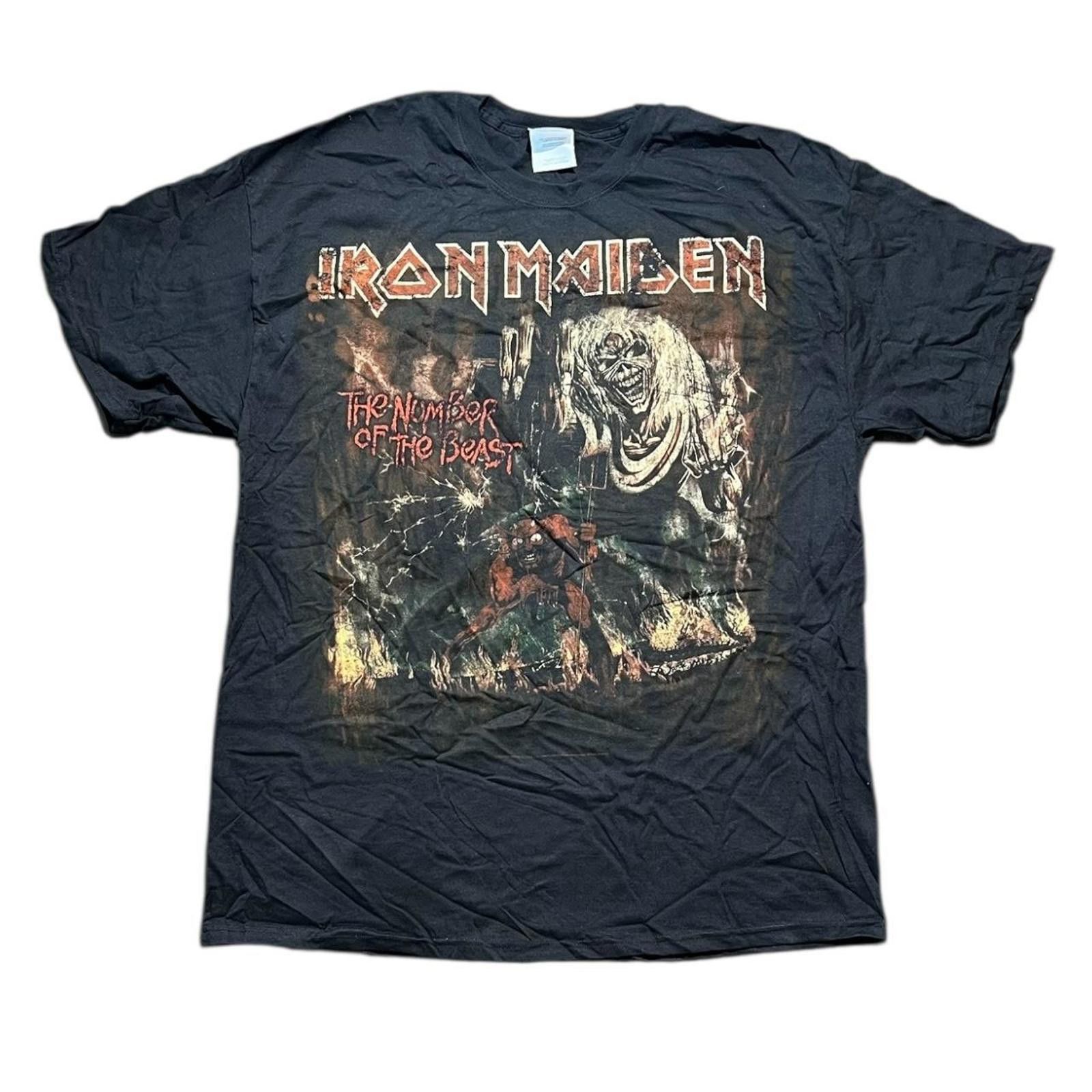 Hanes Vintage Iron Maiden The Number Of the Beast 2008 T-shirt Size US XL / EU 56 / 4 - 1 Thumbnail
