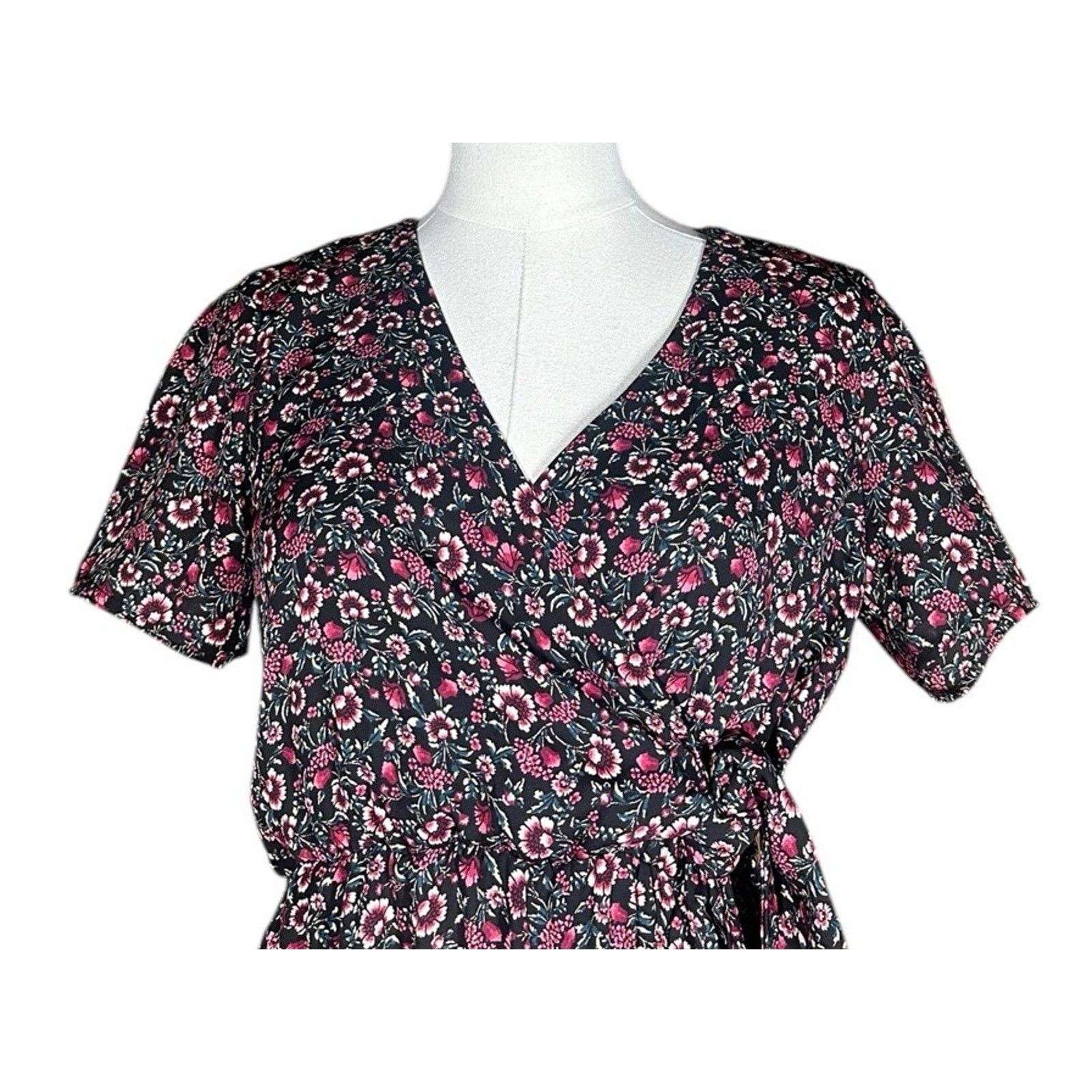 Other Miami Black Floral Print Faux Wrap Tie Maxi Dress Womens XS Size XS / US 0-2 / IT 36-38 - 3 Thumbnail