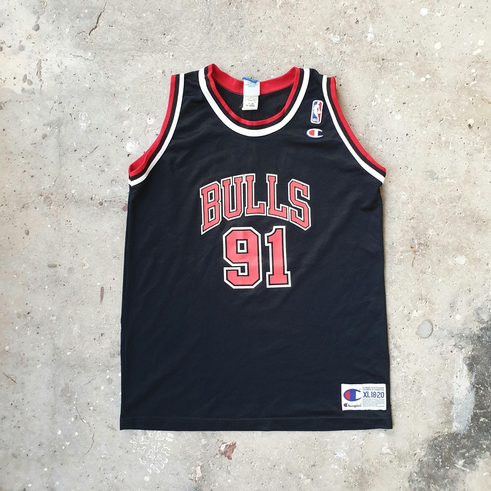 Vintage Dennis Rodman Chicago Bulls Champion Jersey Black