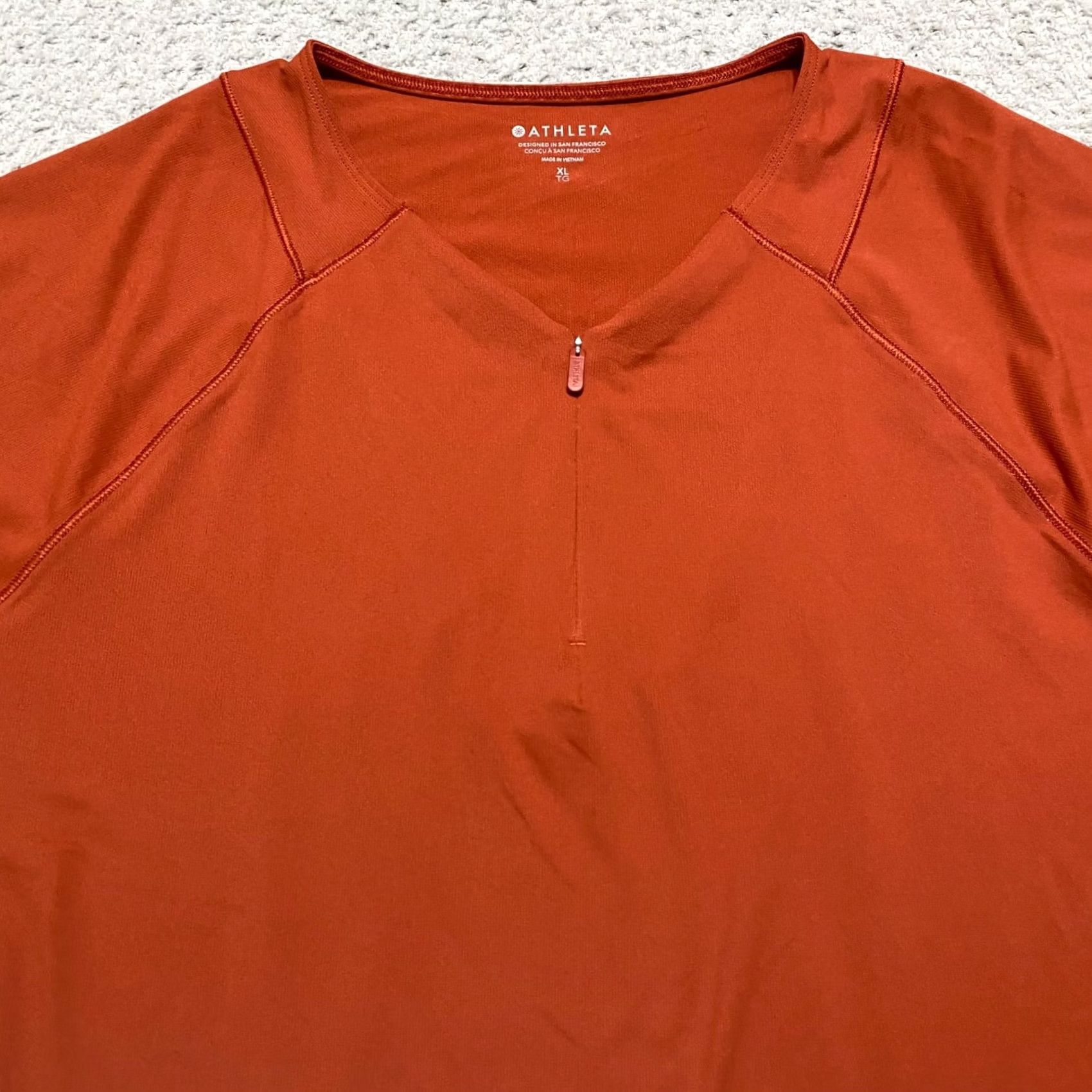 Athleta Athleta Shirt Womens XL Orange Sunchaser 1/4 Zip Pullover Short Sleeve Pockets Size XL / US 12-14 / IT 48-50 - 5 Thumbnail