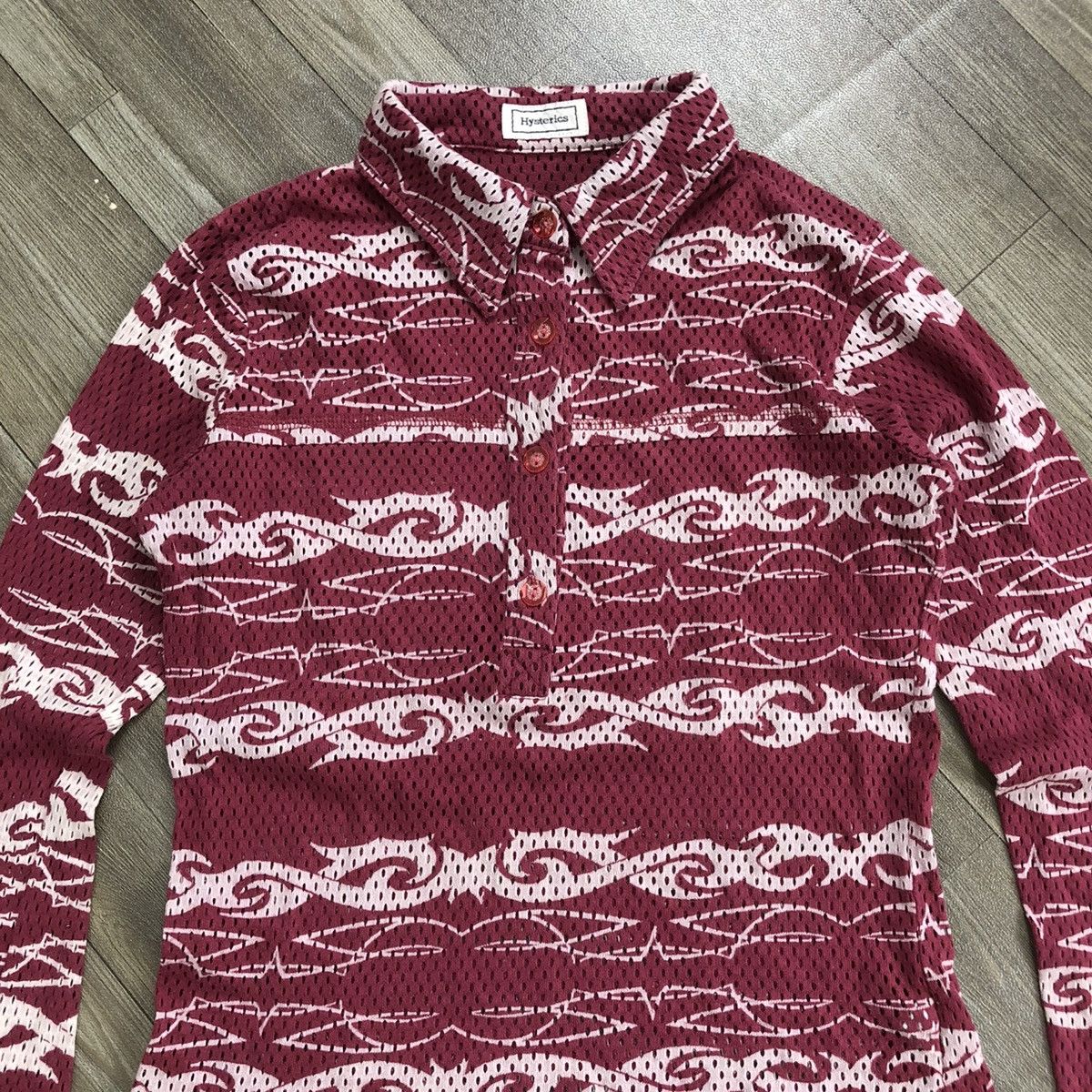 Hysteric Glamour × Japanese Brand Vintage Hyteric Glamour Cyber Tribal Flame Pink Mesh Top Size S / US 4 / IT 40 - 2 Thumbnail