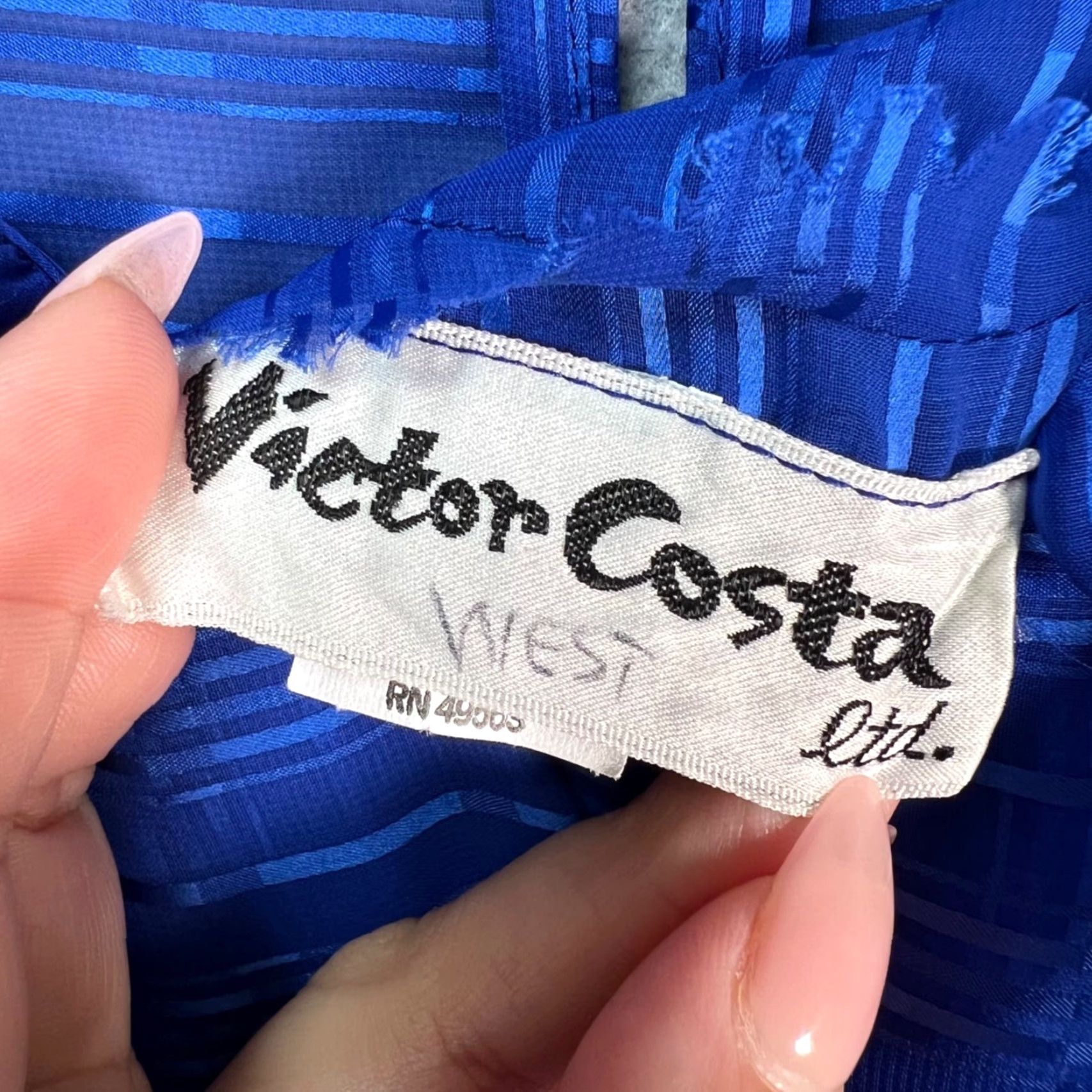 Vintage VINTAGE Victor Costa Blue Striped Ruffle Long Sleeve Midi Dress Womens Size 8 Size M / US 6-8 / IT 42-44 - 3 Thumbnail