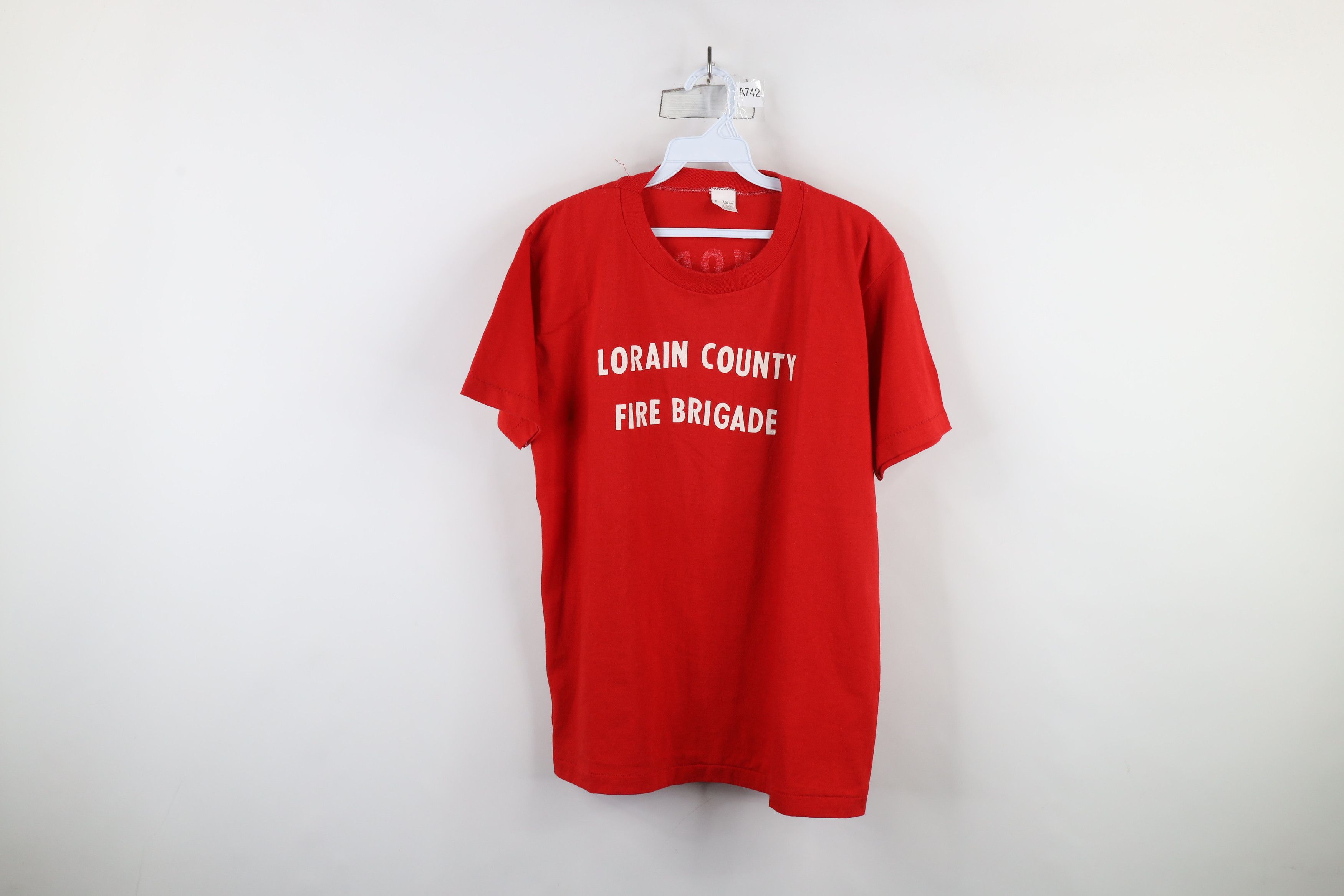 Vintage Vintage 70s County Fire Brigade Al Koran T-Shirt Red USA Size US L / EU 52-54 / 3 - 1 Thumbnail