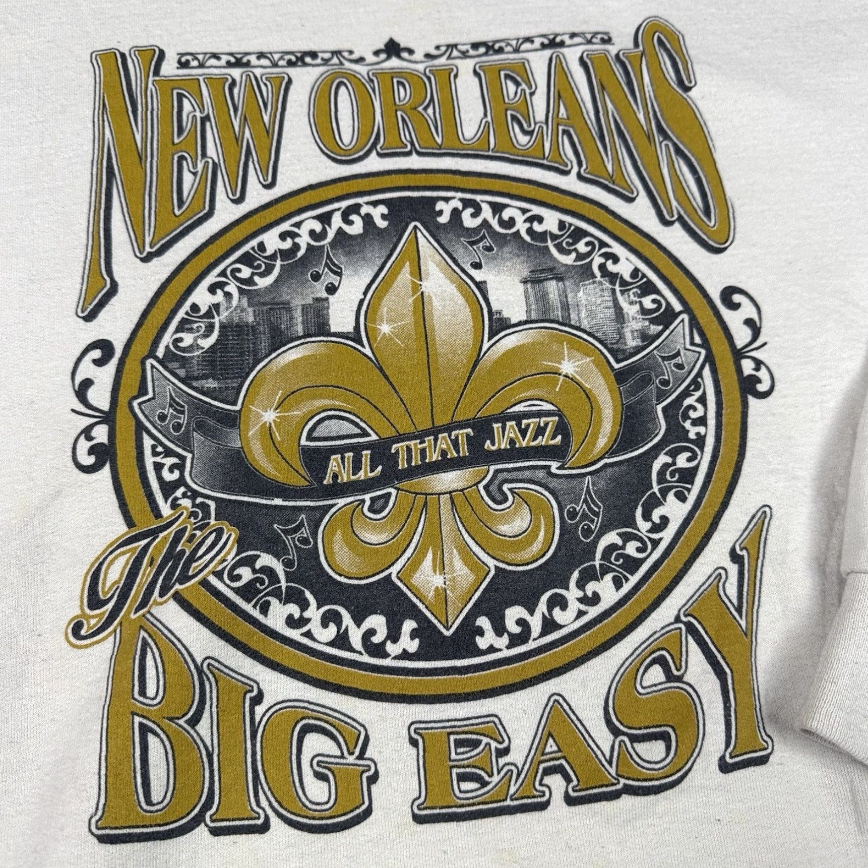 Jerzees VINTAGE New Orleans Sweatshirt Mens L White Jazz Jerzees 1990s Cotton Crewneck Big Easy Rare Size US L / EU 52-54 / 3 - 5 Thumbnail