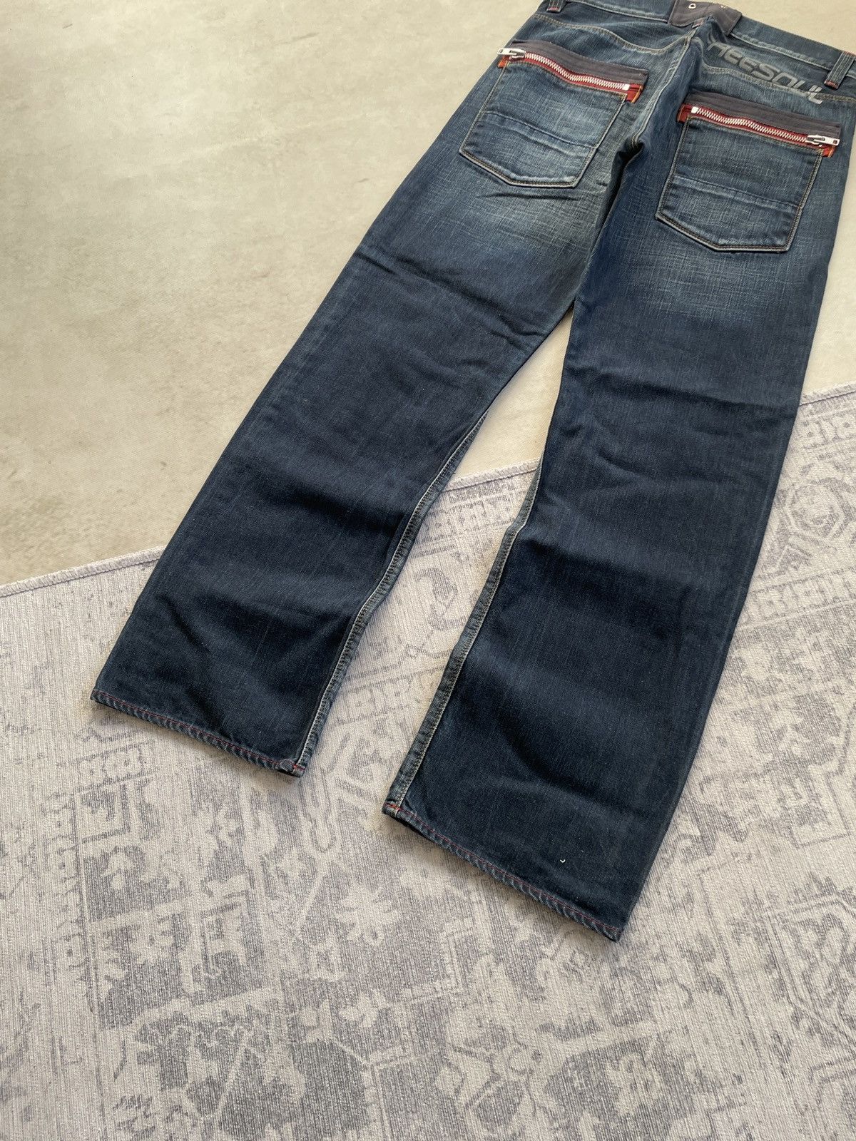 Vintage Avant Garde Wide Flared Slim Zipper Washed Denim Jeans y2k Size US 32 / EU 48 - 8 Thumbnail
