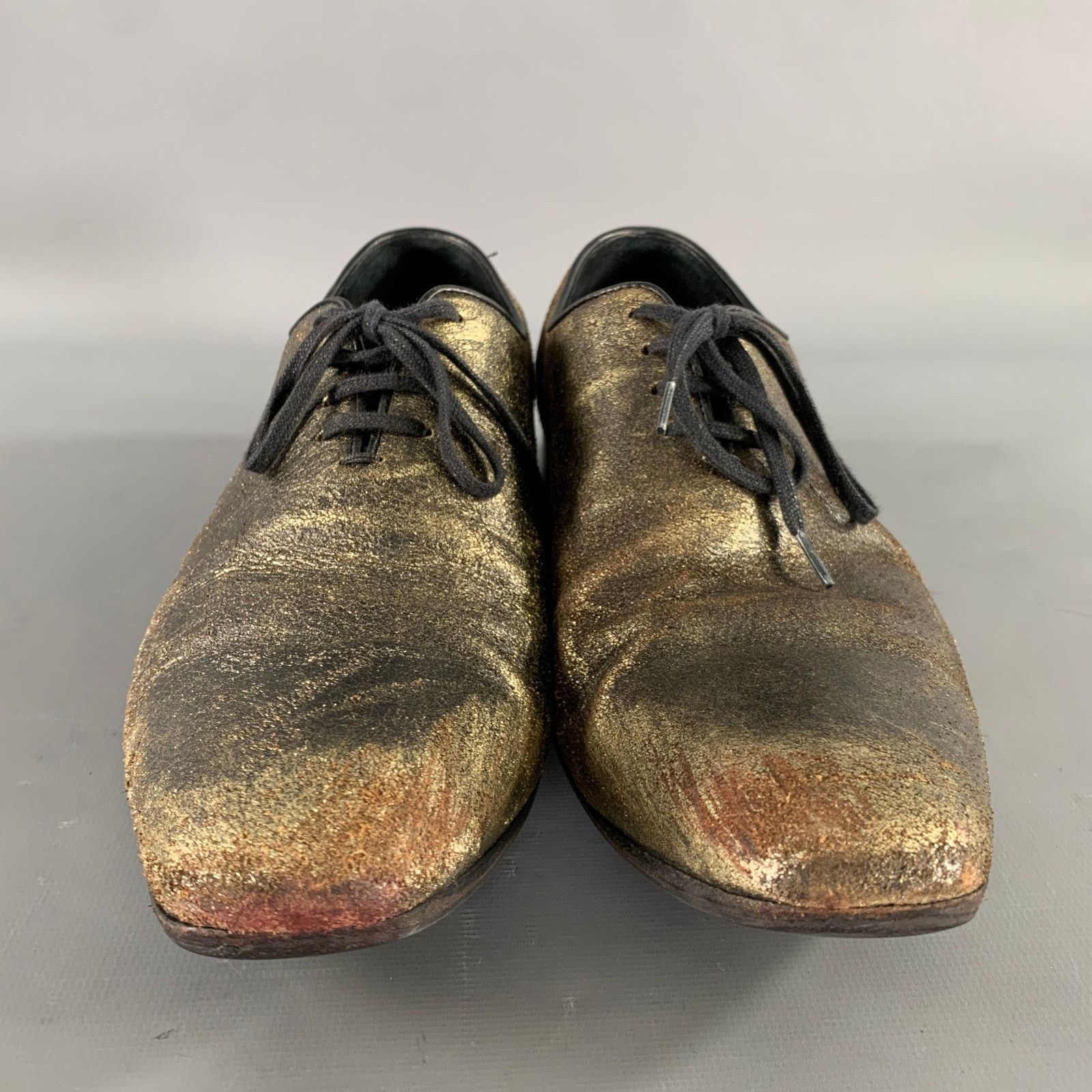 Haider Ackermann HAIDER ACKERMANN Sz 8 Gold Black Metallic Lace Up Shoes Size US 8 / EU 41 - 4 Thumbnail