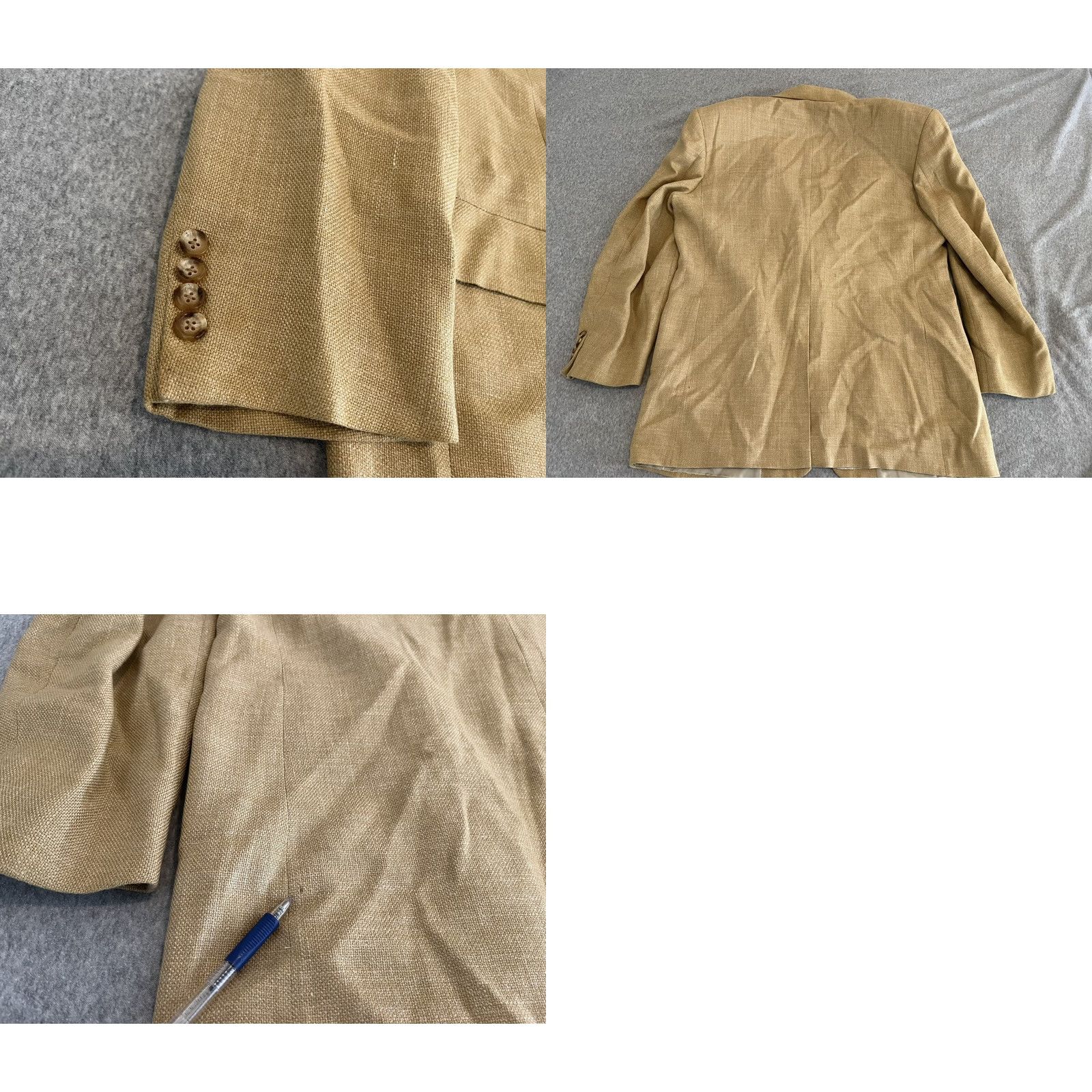 Nordstrom John W Nordstrom E. Thomas Blazer Jacket Sport Coat Mens 44L Beige Silk Wool Two Button Long Pattern Solid Size 44R - 8 Thumbnail
