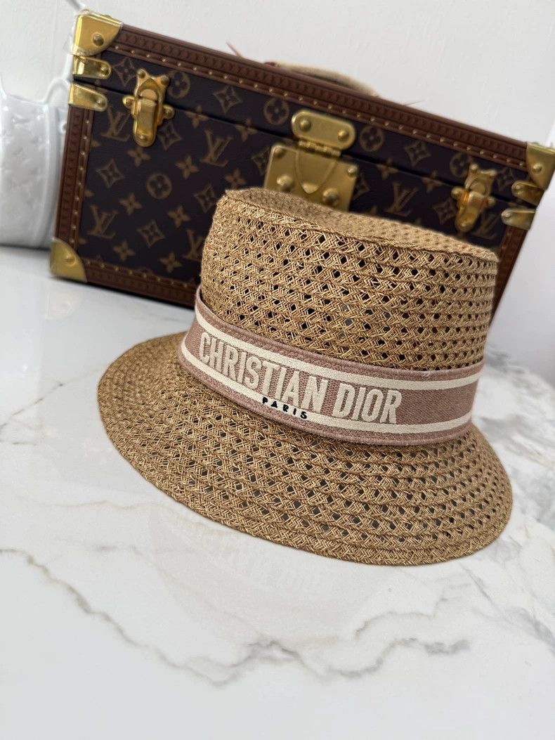 Dior Dior Pink Logo Ribbon Straw Hat - dmc Size ONE SIZE - 1 Thumbnail