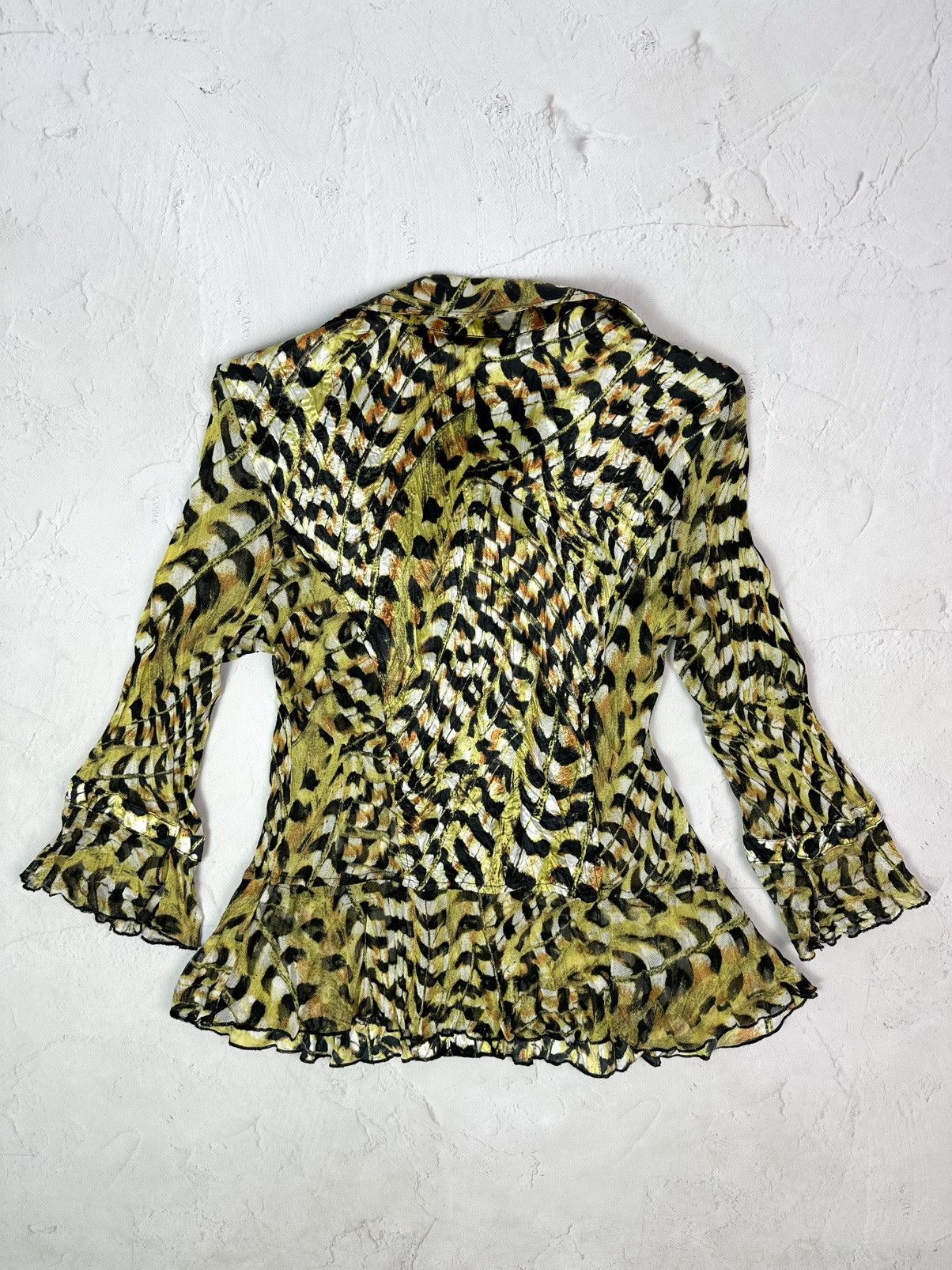 Beauty Beast × If Six Was Nine × Vintage Vintage Leopard Mesh Yellow Blouse Size M / US 6-8 / IT 42-44 - 7 Thumbnail