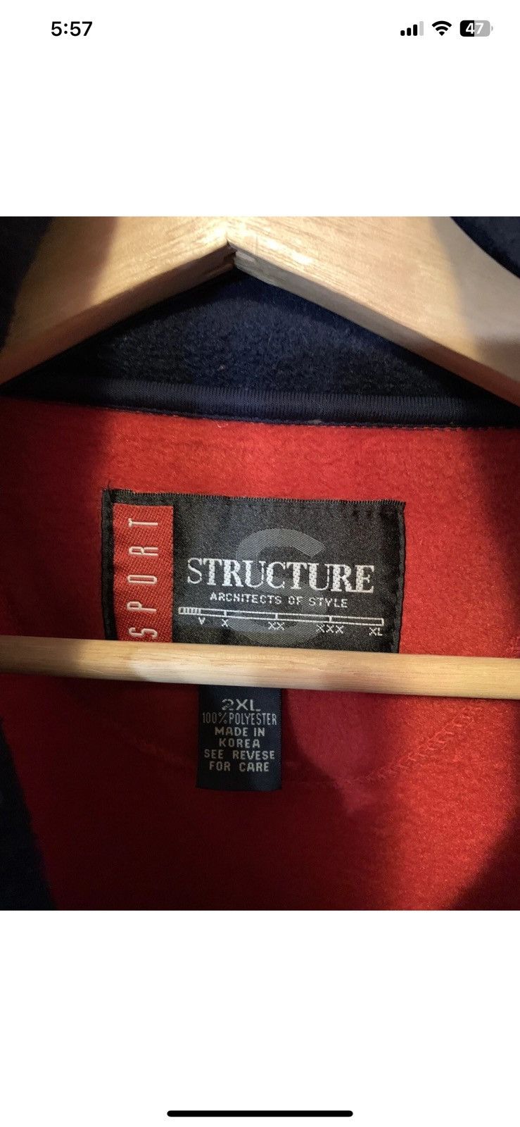 Structure VINTAGE Structure Sport Jacket Men 2XL Red Fleece 1/4 Zip Size US XXL / EU 58 / 5 - 2 Thumbnail