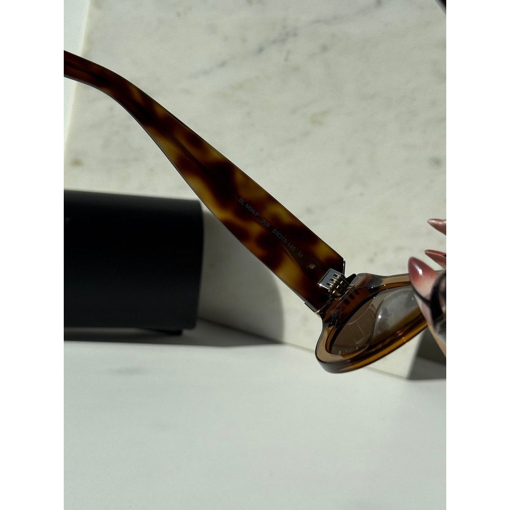 Saint Laurent Paris NEW Saint Laurent SLM94/F Brown Gold Cat Eye Sunglasses Size ONE SIZE - 8 Thumbnail