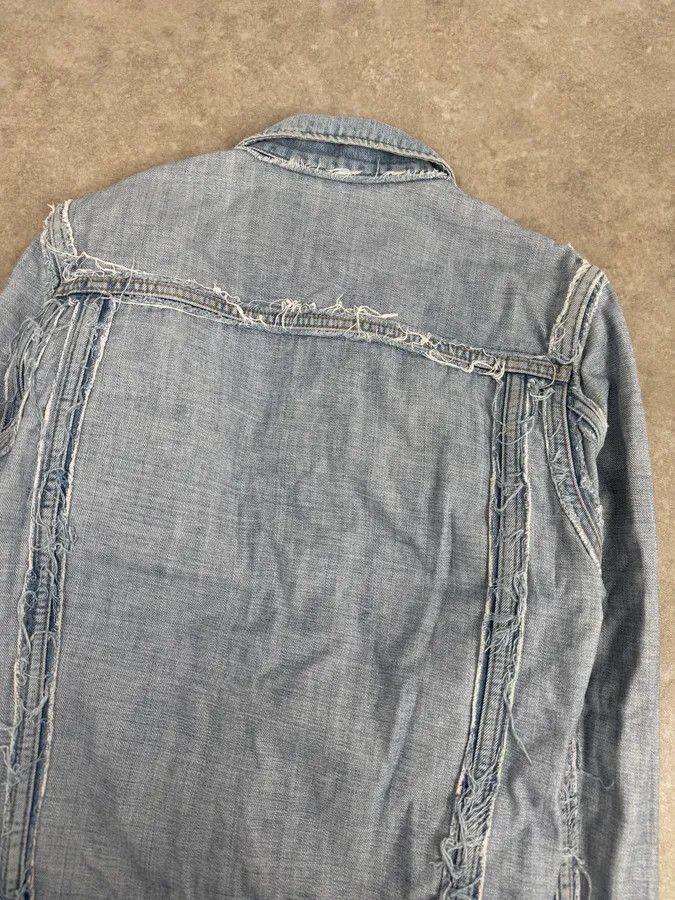 Maison Margiela 2012 Maison Margiela H&M Blue Distressed Denim Jacket Size US S / EU 44-46 / 1 - 6 Thumbnail