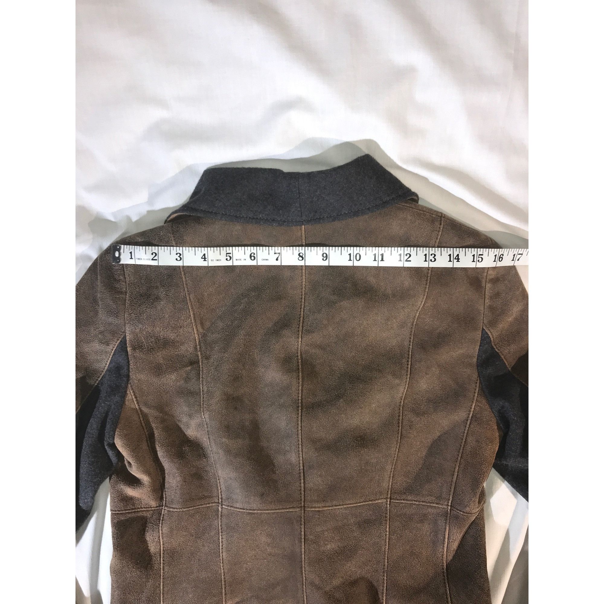 Vintage Worth Women's Brown Leather and Grey Wool Accents Core Coat Size M / US 6-8 / IT 42-44 - 7 Thumbnail
