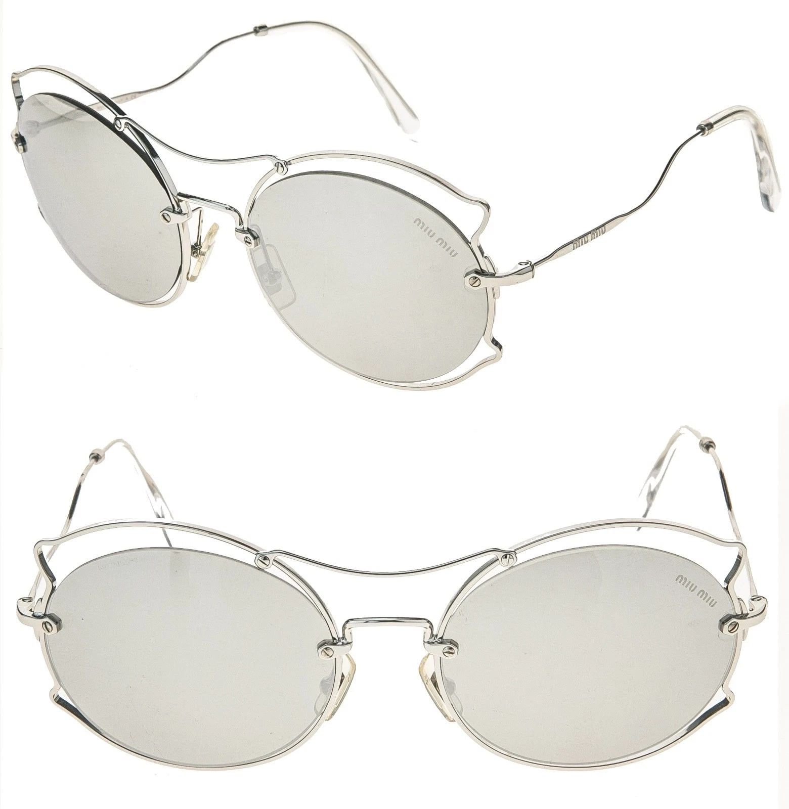 Miu Miu MIU MIU MU50SS SCENIQUE Evolution 50S Silver Mirrored Round Size ONE SIZE - 1 Thumbnail
