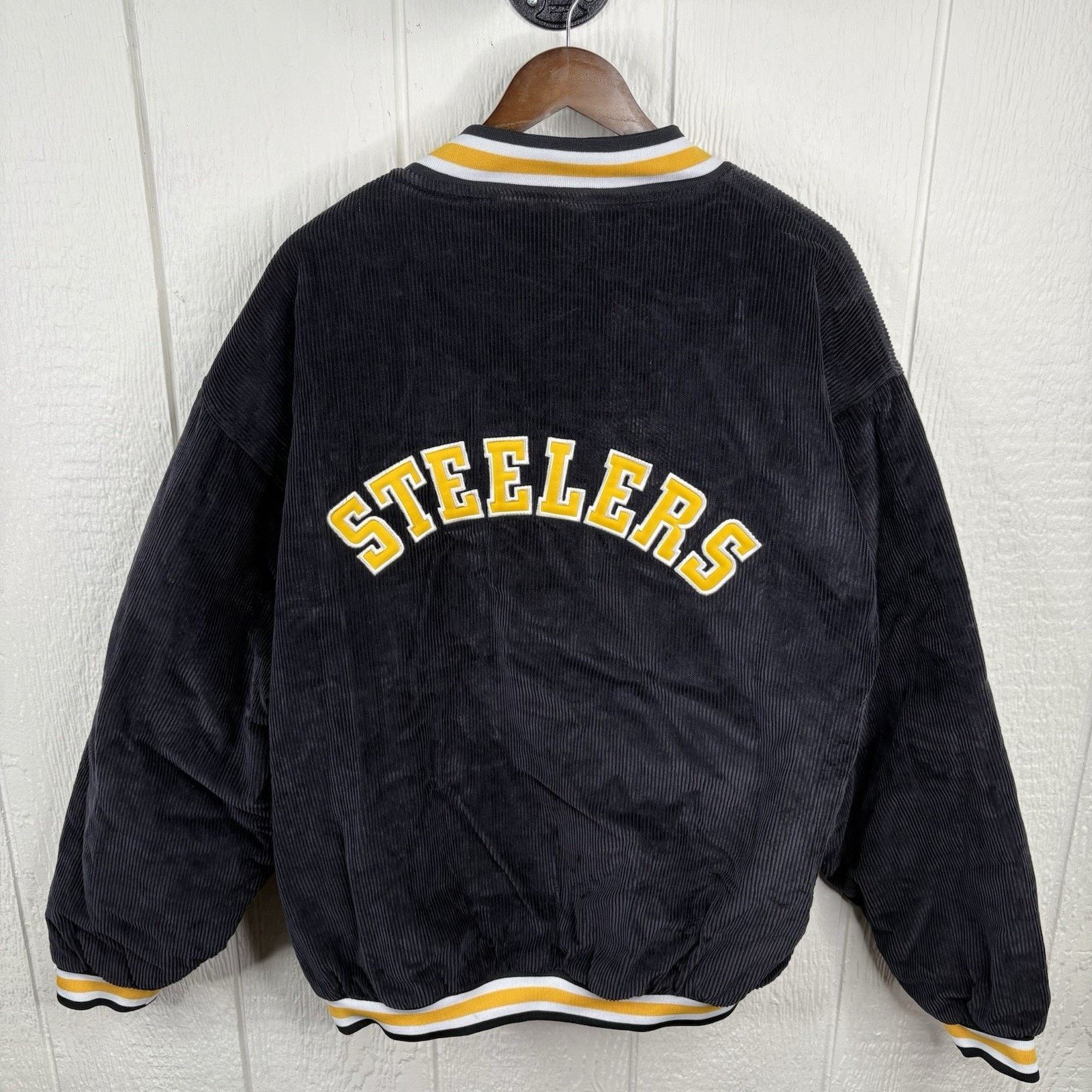 Other Y2K Black Corduroy Pittsburgh Steelers Bomber Size X-Large Size US XL / EU 56 / 4 - 9 Thumbnail