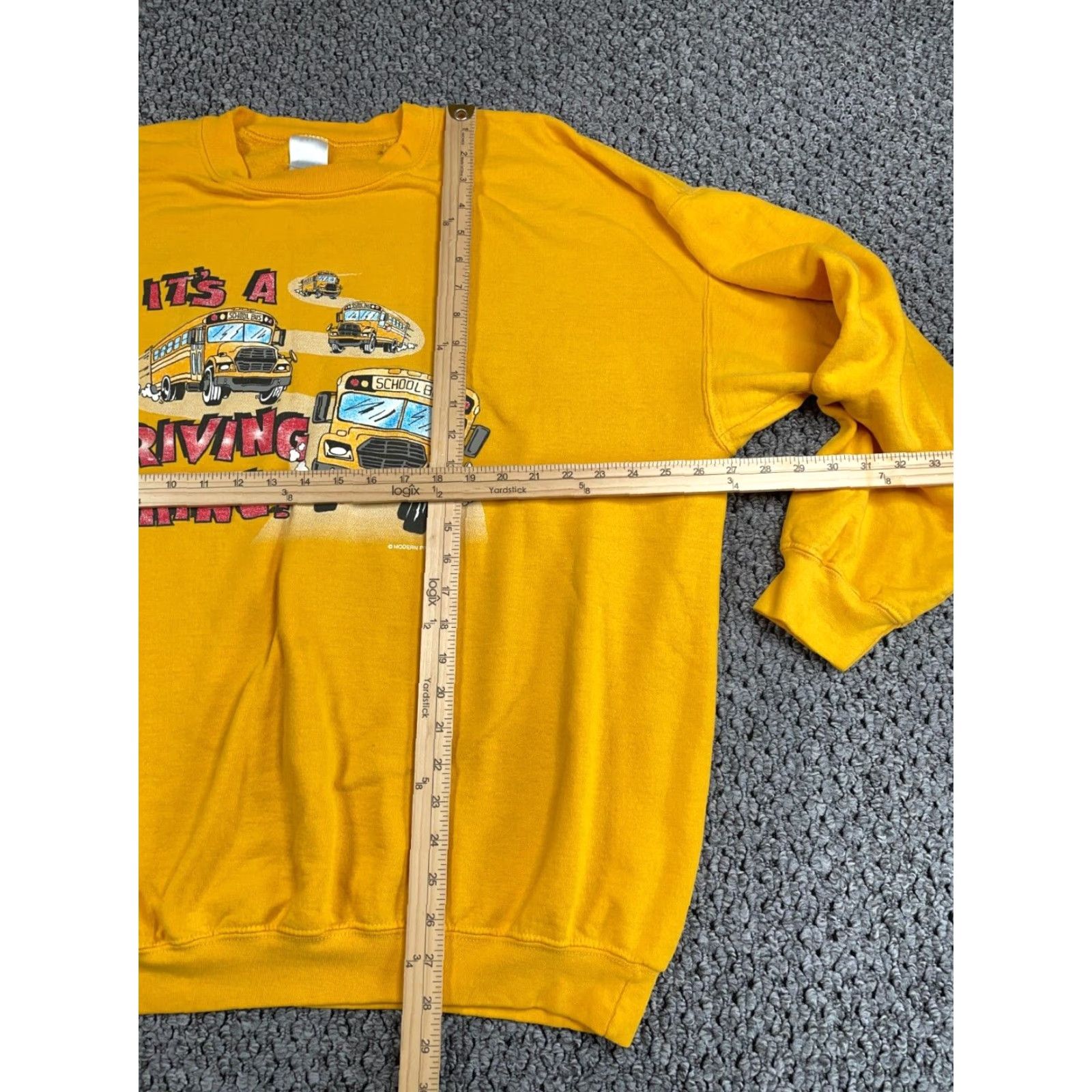 Vintage VINTAGE School Bus Graphic Sweatshirt Adult 2XL Yellow Heavyweight Retro Mens Size US XXL / EU 58 / 5 - 5 Thumbnail