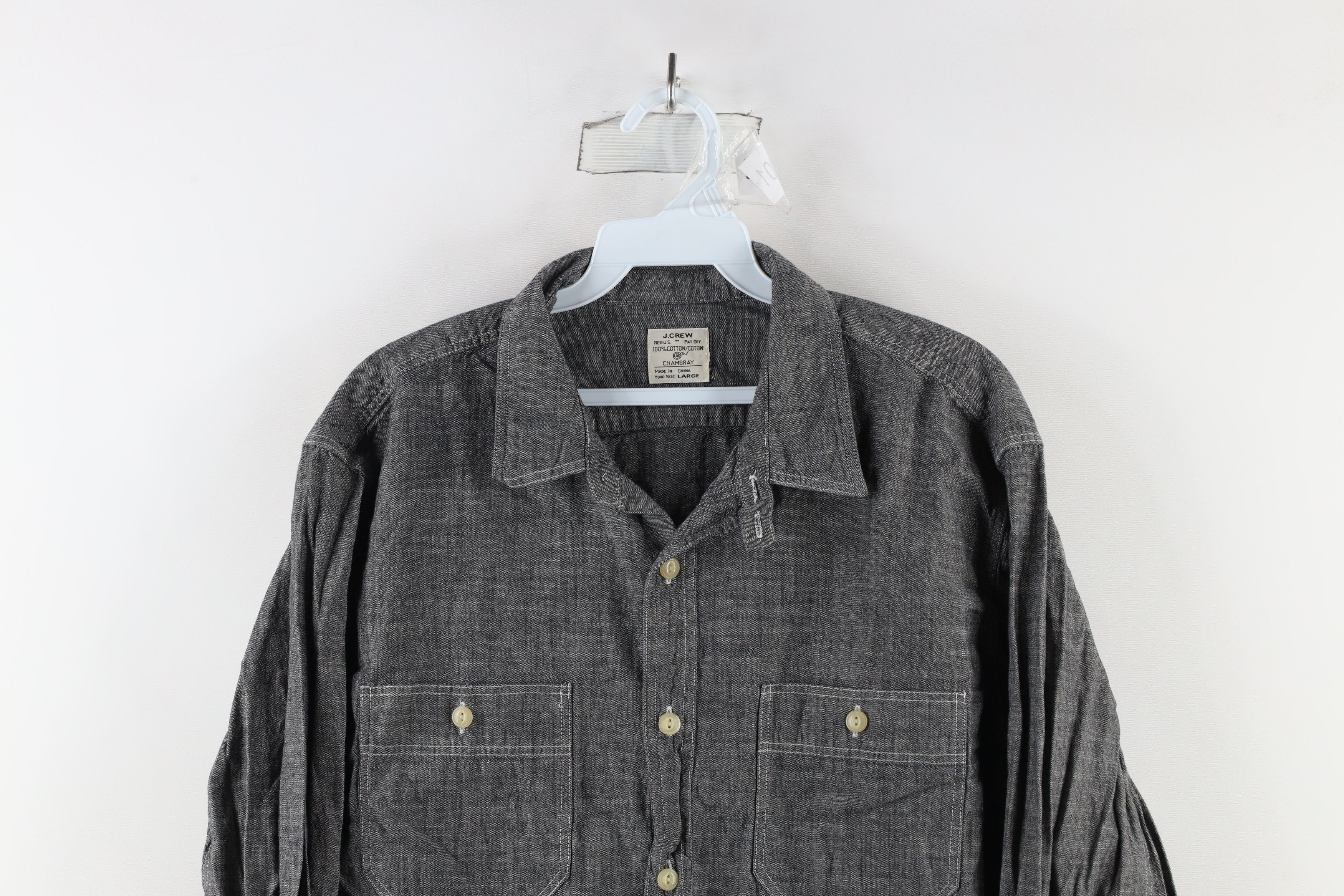 J.Crew × Vintage J Crew Collared Long Sleeve Button Shirt Gray Cotton Size US L / EU 52-54 / 3 - 2 Thumbnail