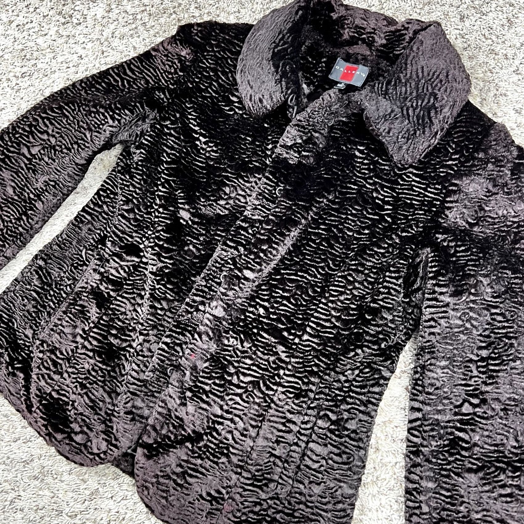 Vintage VINTAGE Gallery Women Coat Jacket Wavy Brown Soft Faux Fur Size M Black Lined Parka Winter Outdoor Womens Size M / US 6-8 / IT 42-44 - 5 Thumbnail